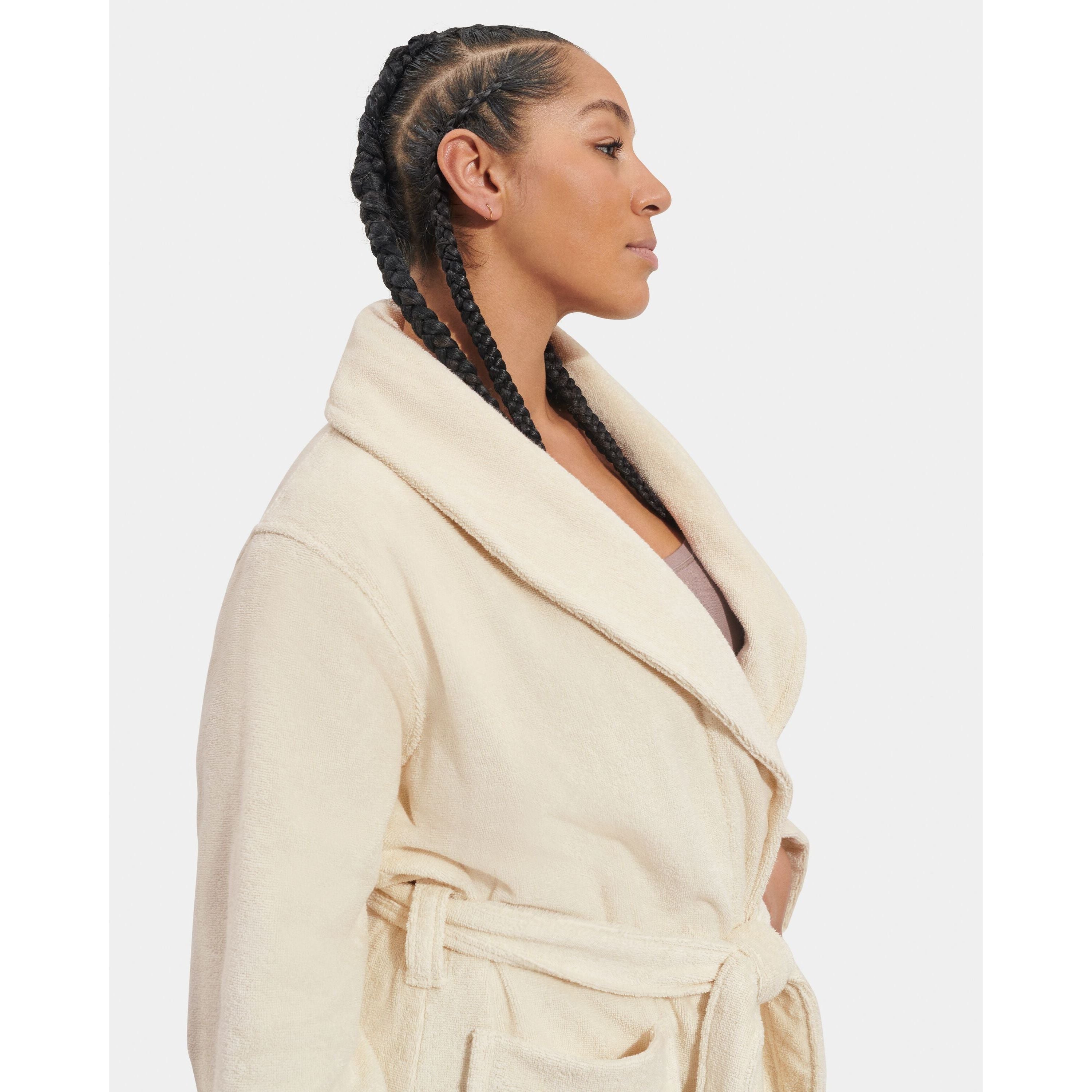 UGG Women's Lenore Terry Robe - Soft Plush Fleece Bathrobe with Pockets, Cozy Loungewear for Spa, Home Relaxation & Gift Giving