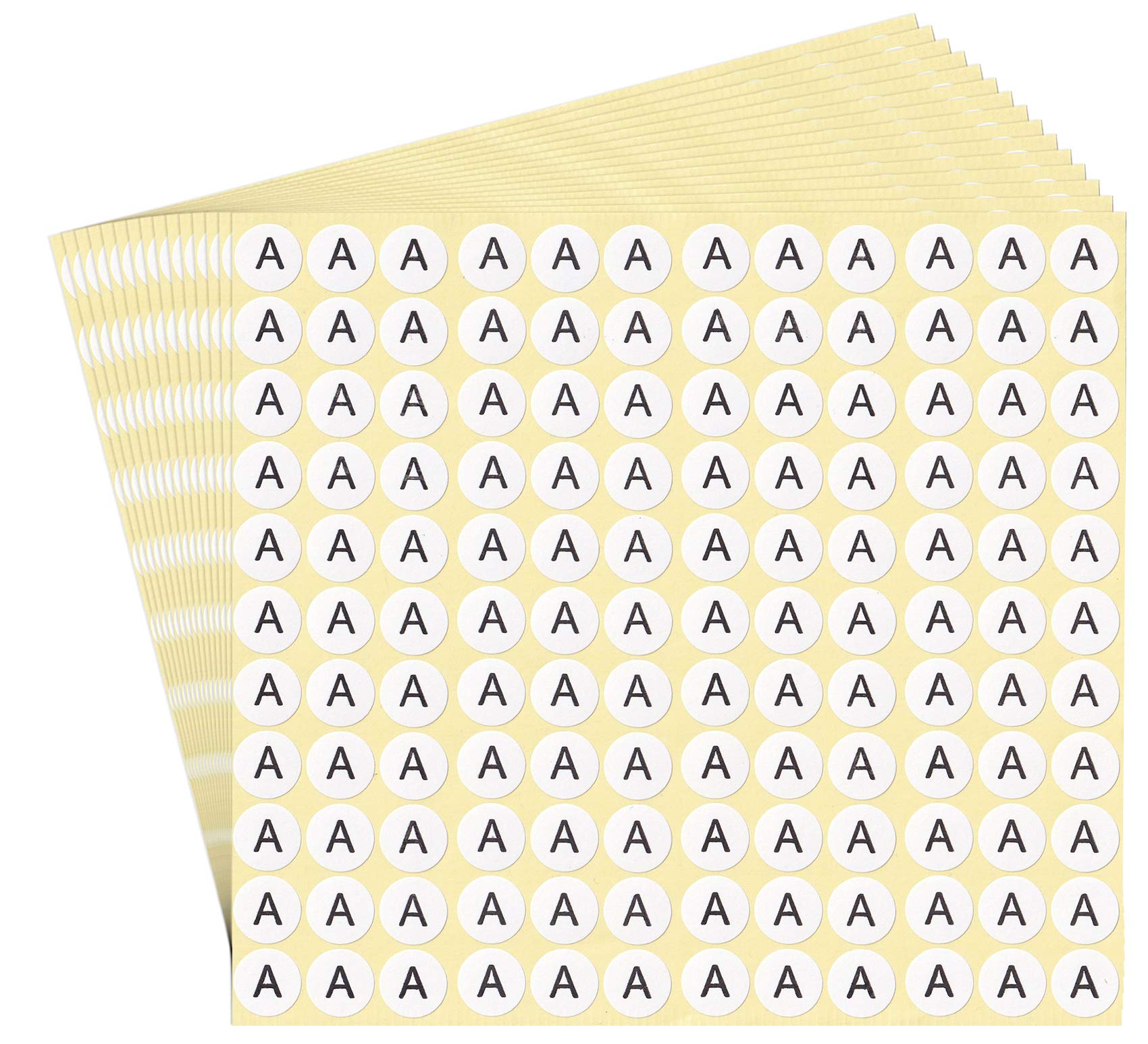 DealzEpic Alphabet Stickers - Letter A Small Round Self-Adhesive Paper Labels (15 Sheets) - Perfect for Scrapbooking, DIY Crafts, and School Projects