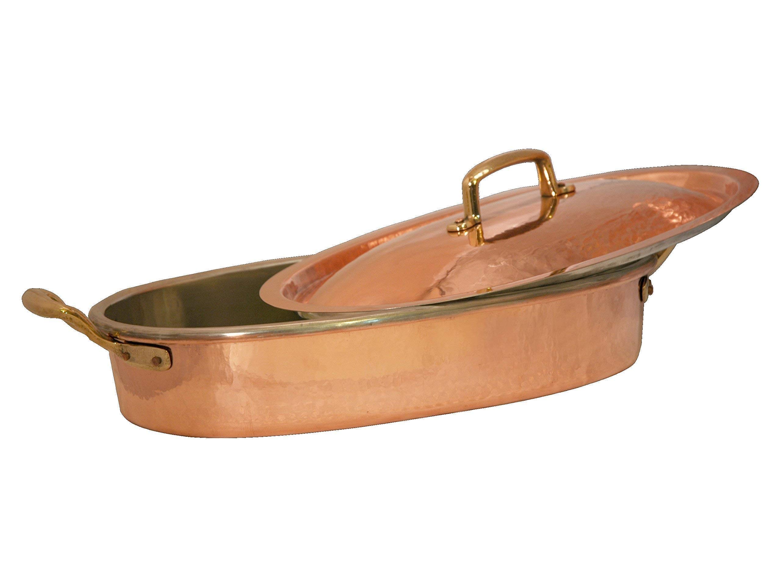 Premium Copper Oval Saucepan with Ergonomic Handle - Professional Cooking Pot for Sauces, Stews & Soups - Perfect for Home Chefs & Gourmet Cooking