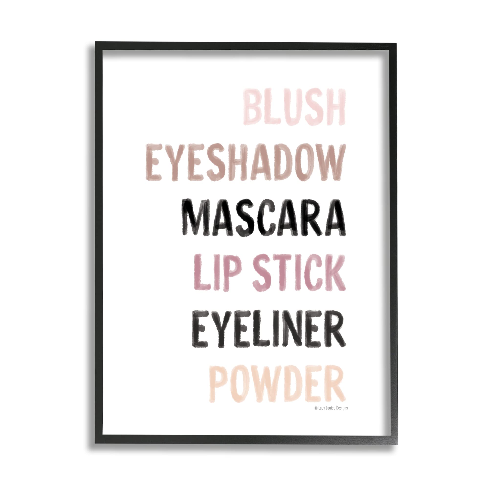 Stupell Industries Makeup Organizer - Blush, Mascara & Lipstick To-Do List Wall Art | Designed by Lady Louise Designs | Perfect for Vanity, Bathroom & Makeup Lover Gifts