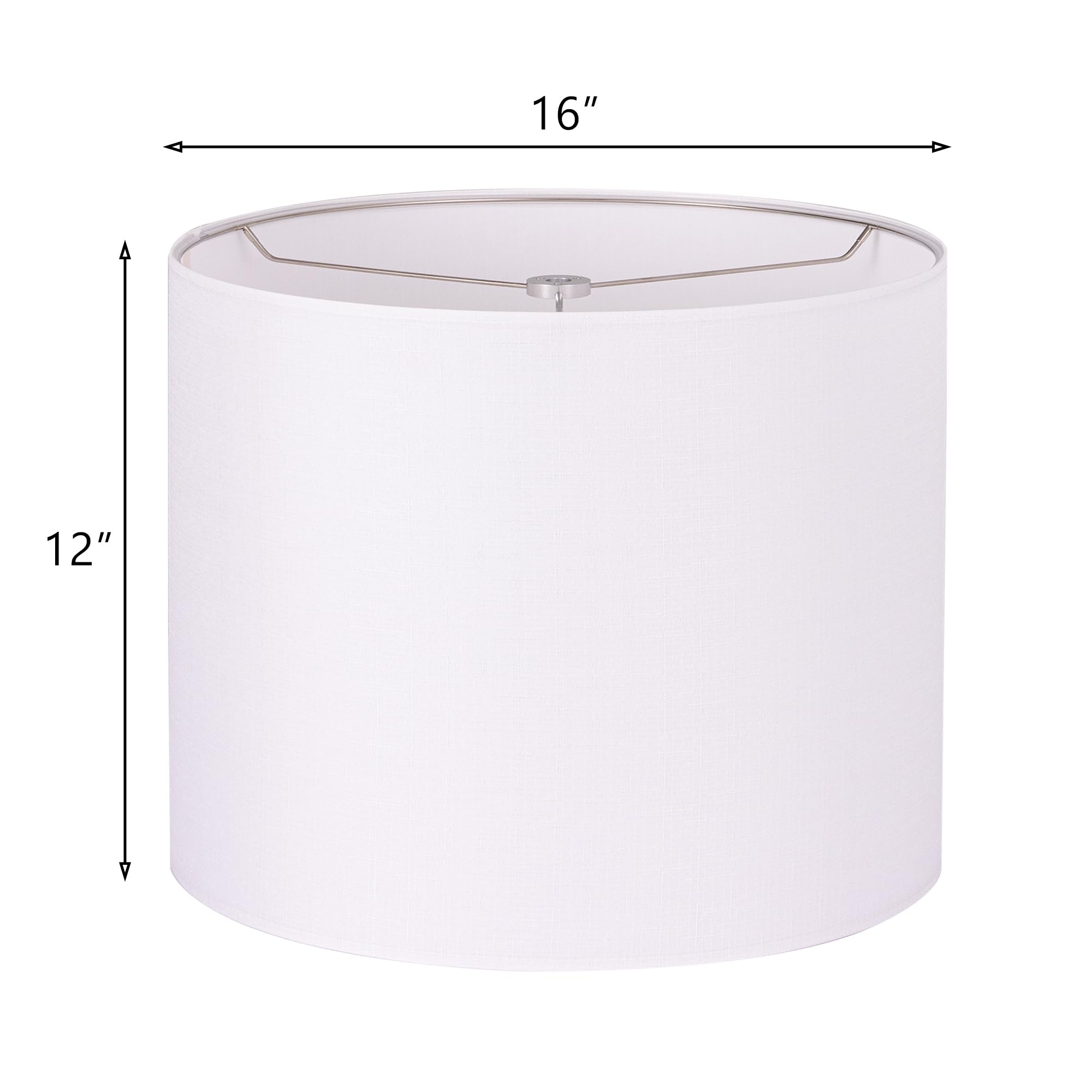 Wellmet 16x16x12 Inch DIY Fabric Drum Lampshade - White Modern Spider Fitter for Table Lamps, Bedside Lamps & Floor Lamps | Perfect for Living Room, Bedroom & Office Lighting Decor