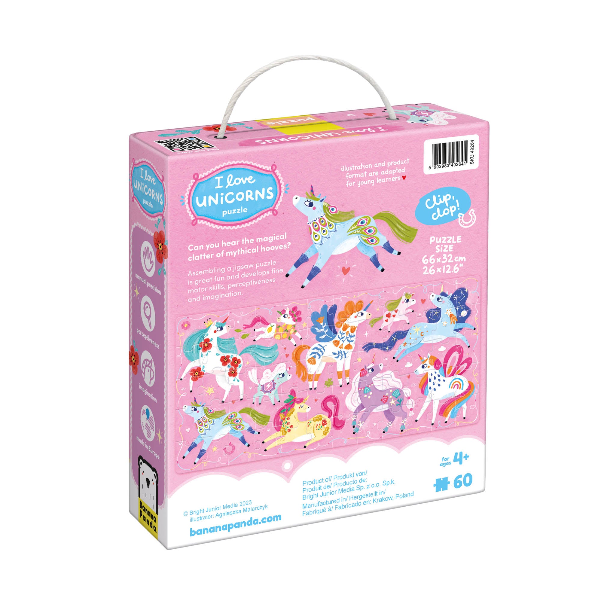 Banana Panda I Love Unicorns Puzzle - 60 Piece Jigsaw Puzzle for Kids, Unicorn Lovers & Fantasy Fans - Perfect for Birthday Gifts, Family Game Night & Preschool Learning Activities