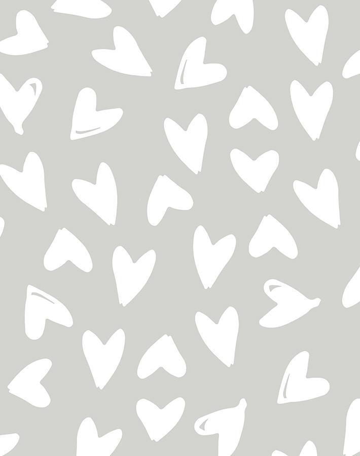 Hearts Wallpaper by Sugar Paper - Grey Peel and Stick Wallpaper for Bedroom, Nursery, or Home Decor