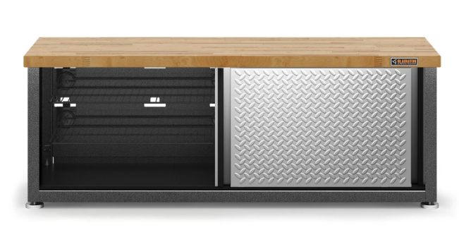 Gladiator Silver Ready-to-Assemble Storage Shoe Bench GAGB54SBJG - Sturdy Entryway Organizer for Shoes, Boots & Home Decor - Perfect for Mudrooms, Hallways & Closets