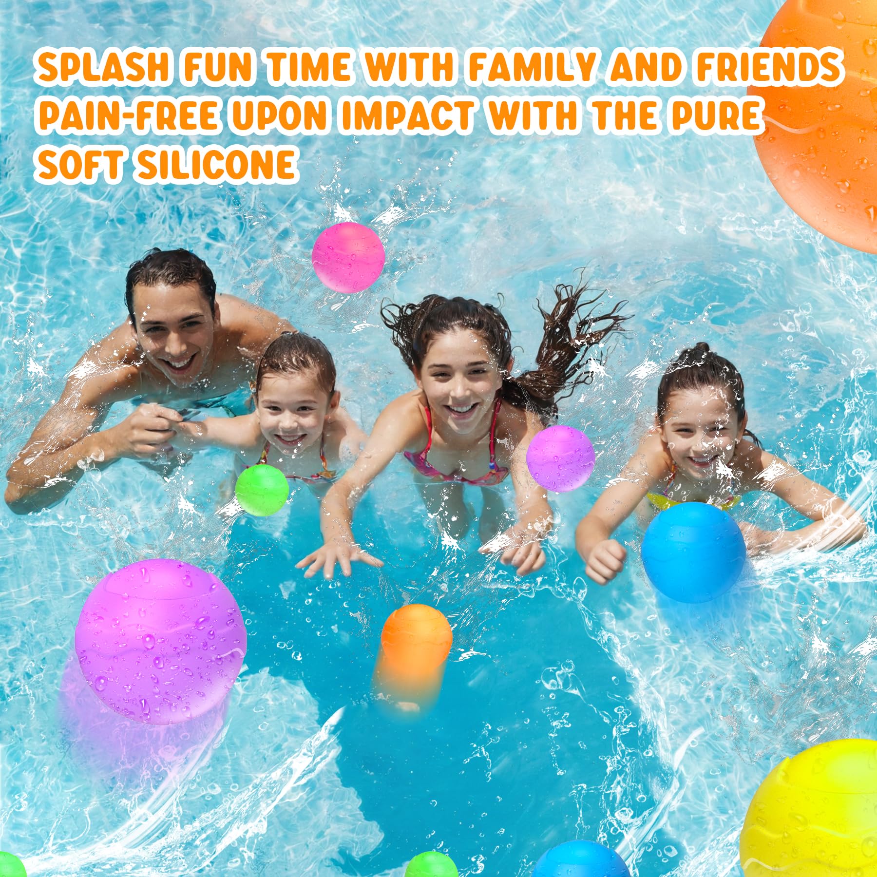**Eco-Friendly Reusable Water Balloons for Kids - Quick Fill Self-Sealing Splash Balls with Mesh Bag - Fun Summer Pool & Beach Toys for Boys & Girls Ages 3-12 (12 Pack) - Perfect for Outdoor Water Fights, Birthday Parties & Backyard Games**