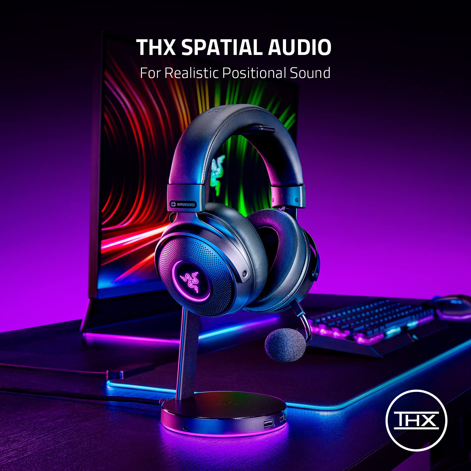 Razer Kraken V3 Pro Wireless Gaming Headset with Haptic Feedback - THX Spatial Audio, 50mm Titanium Drivers & Memory Foam Earcups for PC, PS5, Xbox - Perfect for FPS, Battle Royale & Immersive Gaming Experience