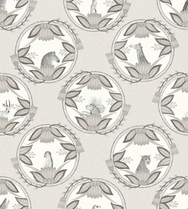Cole and Son Ardmore Cameos Grey Wallpaper - Premium Floral Design for Living Room & Bedroom Decor