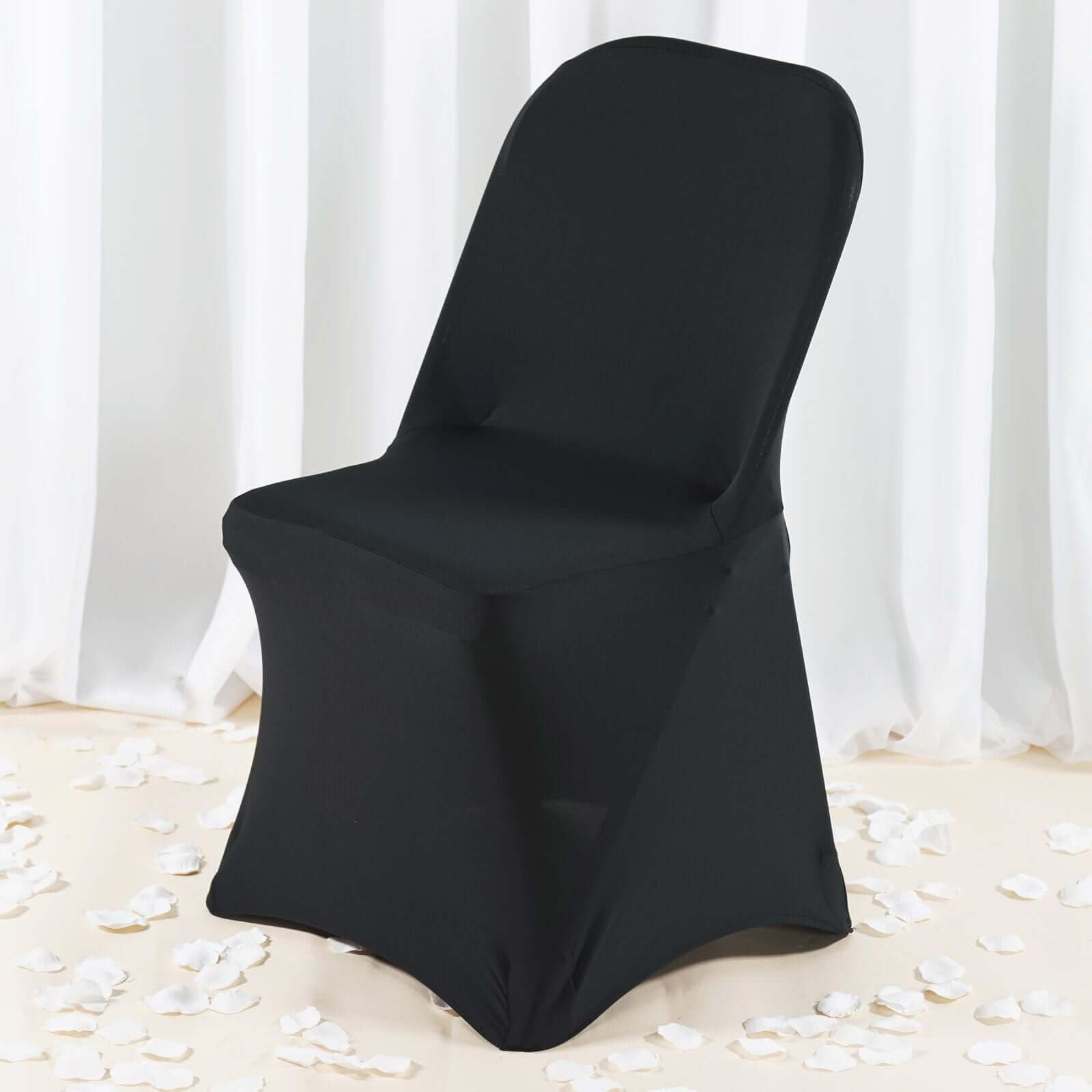 Efavormart 40-Pack Premium Black Spandex Stretch Folding Chair Covers - Elastic Fitted Seat Covers for Weddings, Parties, Events & Home Decor