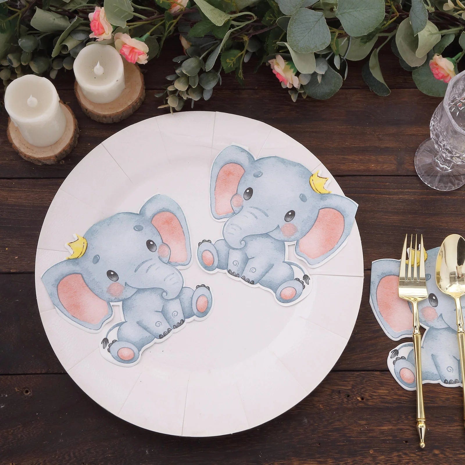 20 Pack Blue Elephant Shaped Paper Beverage Napkins for Cocktail Parties, Birthday Celebrations & Themed Events - Premium Quality Disposable Drink Coasters