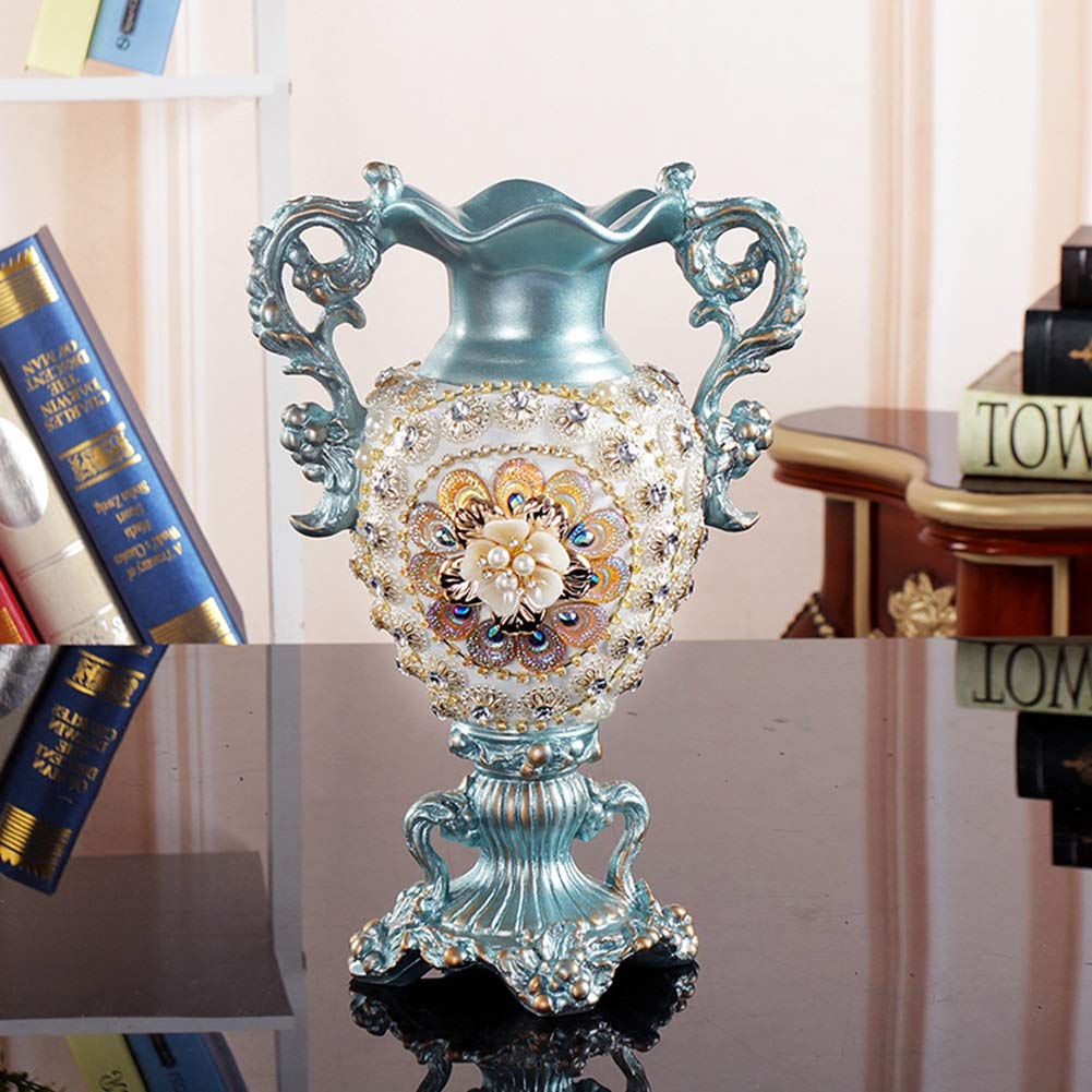 European-Style Retro Resin Large Flower Vase - Hand-Painted Tall Decorative Vase for Home & Office Decor (30×21cm) | Perfect for Living Room, Dining Table Centerpiece, Bedroom, Hotel & Wedding Gift