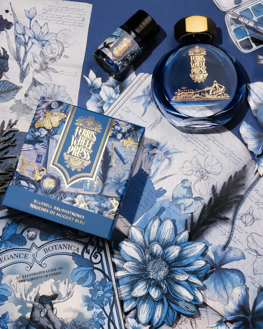 38ml Bluebell Brushstrokes Ink - Premium Watercolor Ink for Artists, Calligraphy & DIY Crafts - Perfect for Painting, Scrapbooking & Handmade Cards