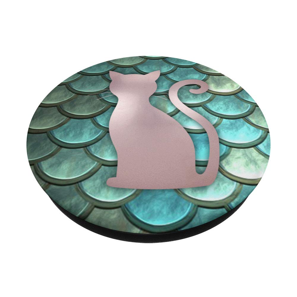Cat Design Golden Rose Shape On Teal Mermaid Scales - Elegant Jewelry for Parties, Weddings, and Special Occasions