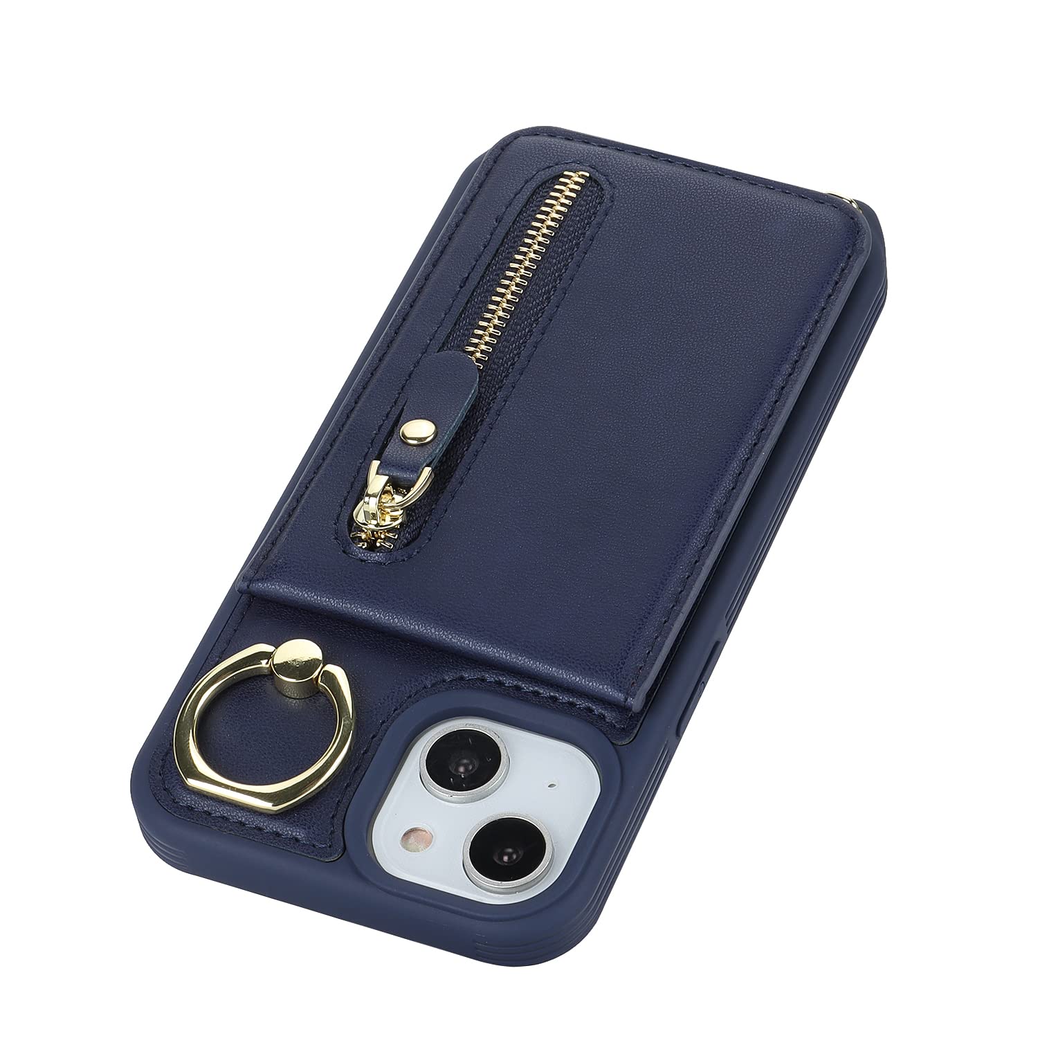 Premium Shockproof iPhone 14 Case with Card Holder & Crossbody Strap - Wallet Phone Case with Kickstand & Zipper for Women (Blue) | Perfect for Travel, Shopping & Everyday Use