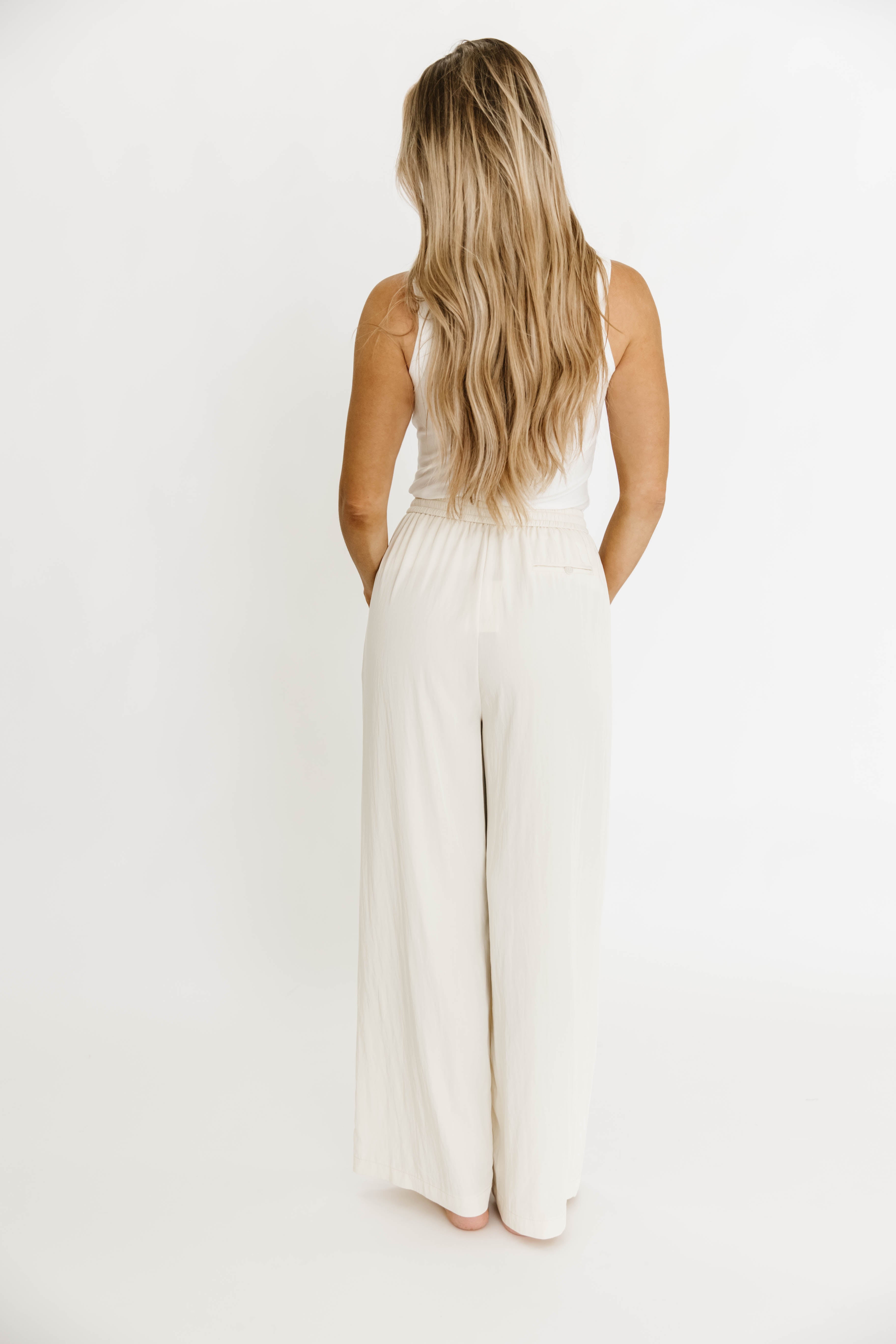 Jill Drawstring Wide Leg Pants for Women - Ivory Linen Casual Lounge Pants with Elastic Waist | Perfect for Yoga, Travel & Relaxing at Home