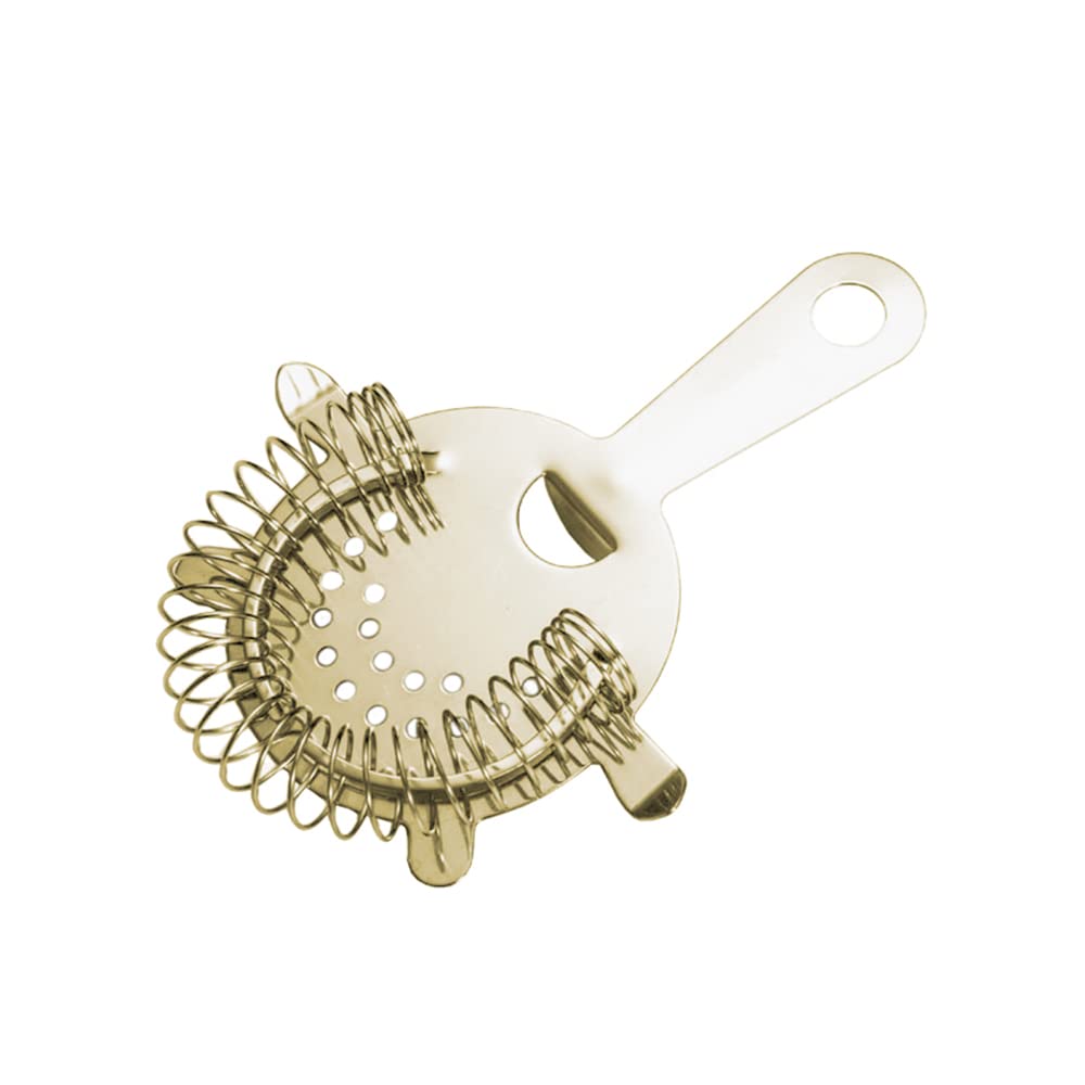 Premium Stainless Steel Cocktail Strainer - Bar Ice & Fruit Filter Tool for Mixing Drinks | Essential Bartender Accessory for Club, Party & Home Bar Use - Gold