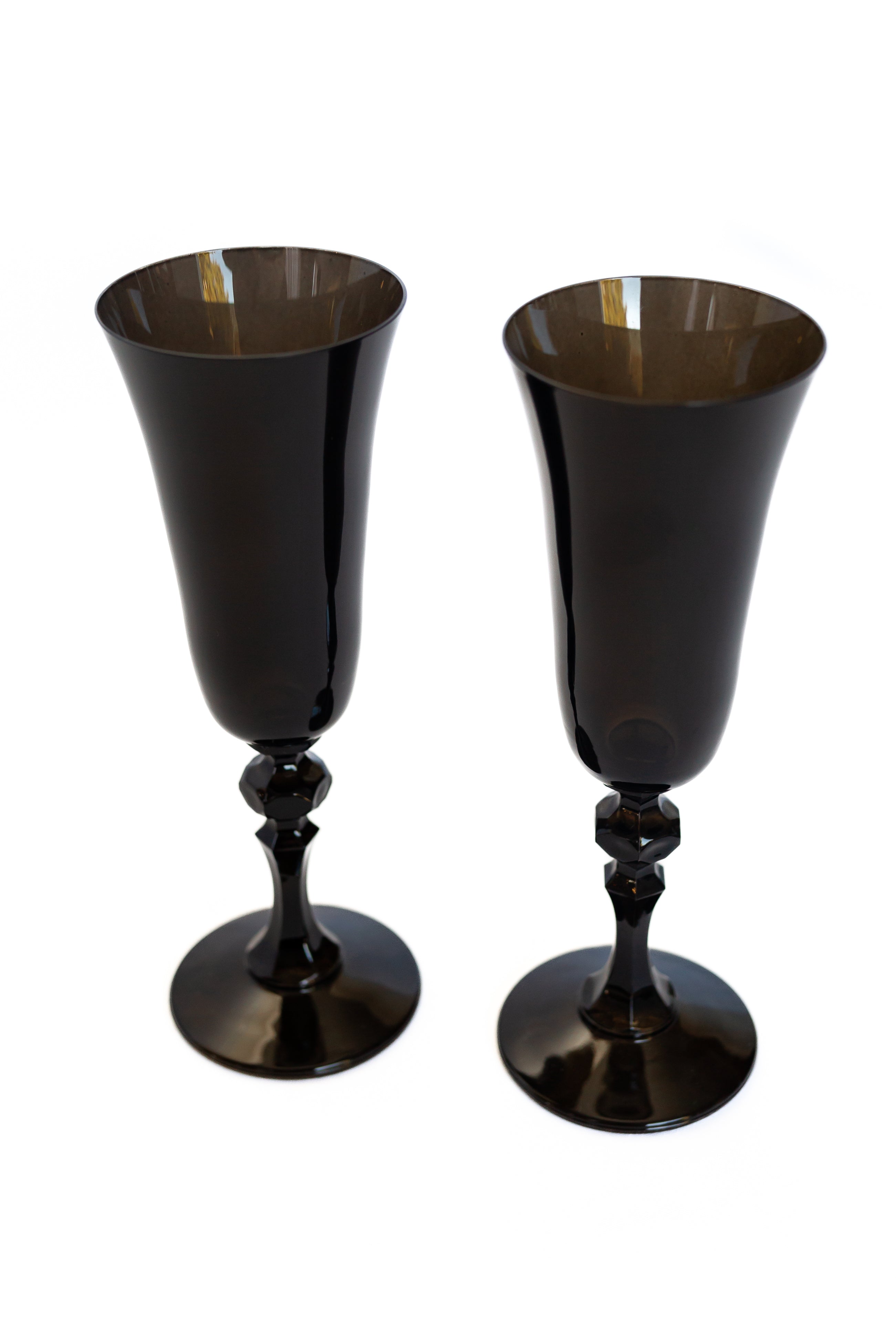 Estelle Colored Regal Flute Set of 2 - Elegant Black Glass Flutes for Champagne, Wine & Cocktails | Perfect for Weddings, Parties & Special Occasions