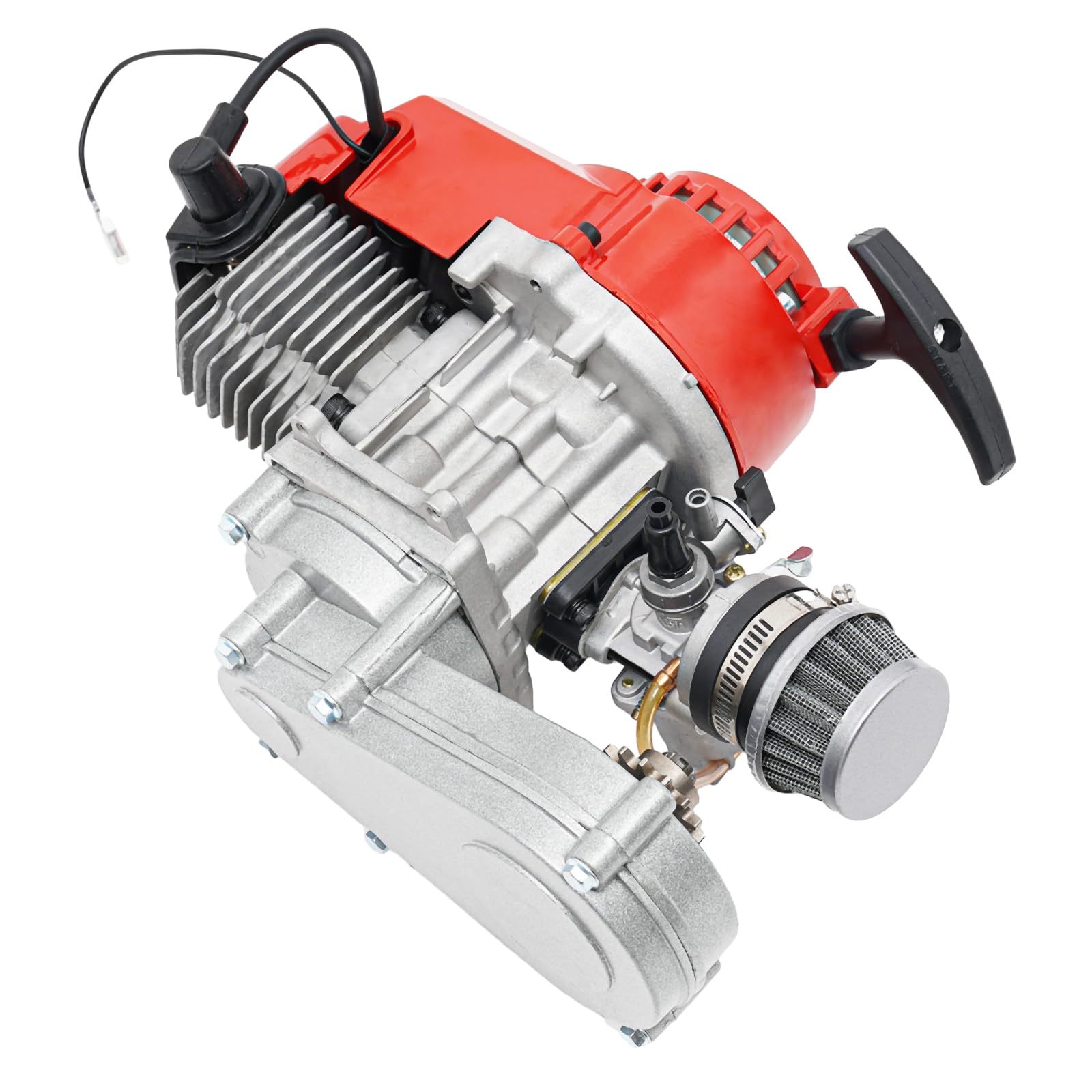 49cc 50cc 2-Stroke Racing Engine Motor - Single Cylinder Pull Start Gasoline Engine for Mini Dirt Bikes, Pocket Bikes & ATV Scooters - High Performance Motor for Kids & Adults - Perfect for Off-Road Racing & Backyard Riding