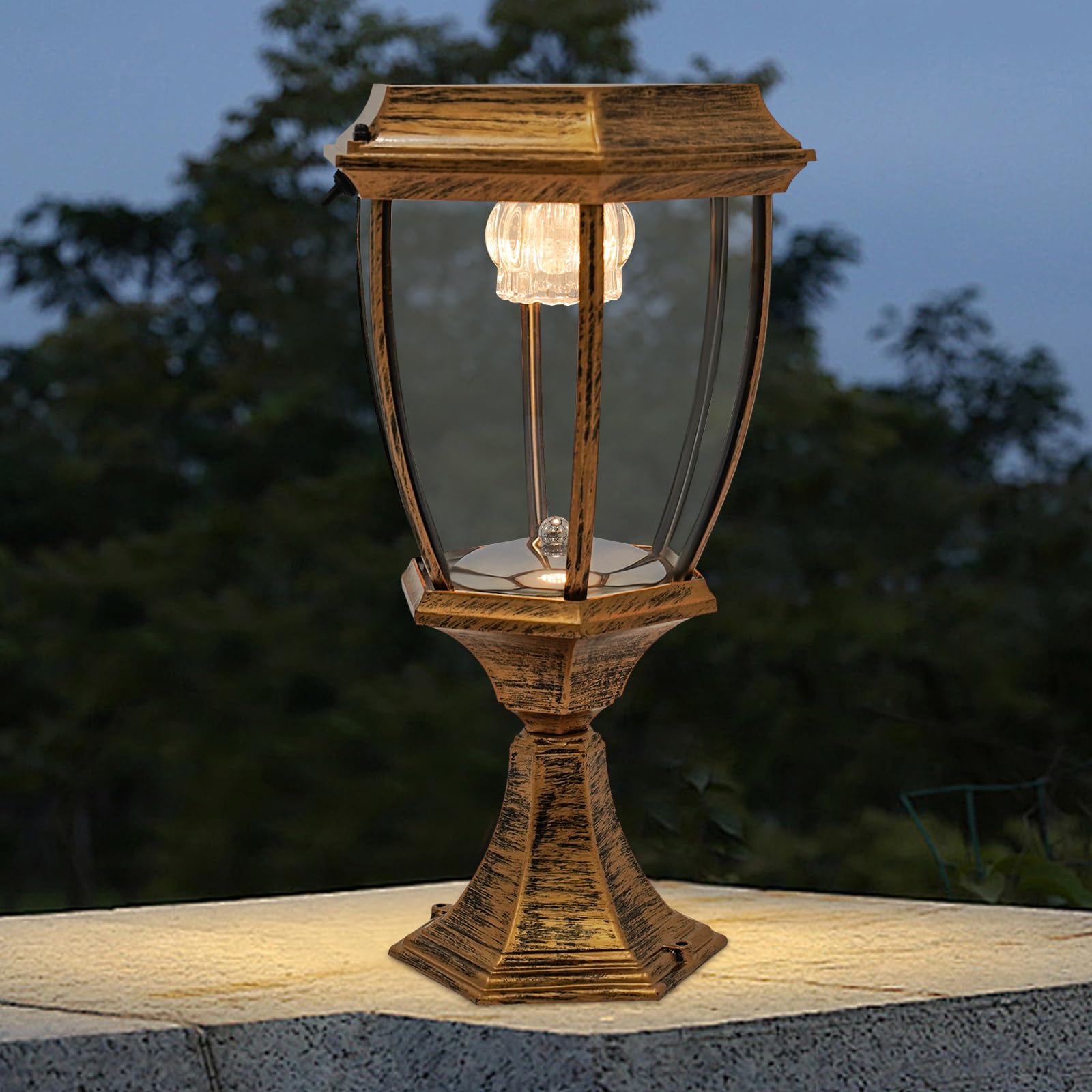 Solar Powered LED Garden Lights - Warm White Outdoor Pillar Lights for Yard, Post, and Pole Mount | Auto On/Off, Weatherproof, Bronze Finish | Perfect for Pathways, Patios, and Landscape Lighting