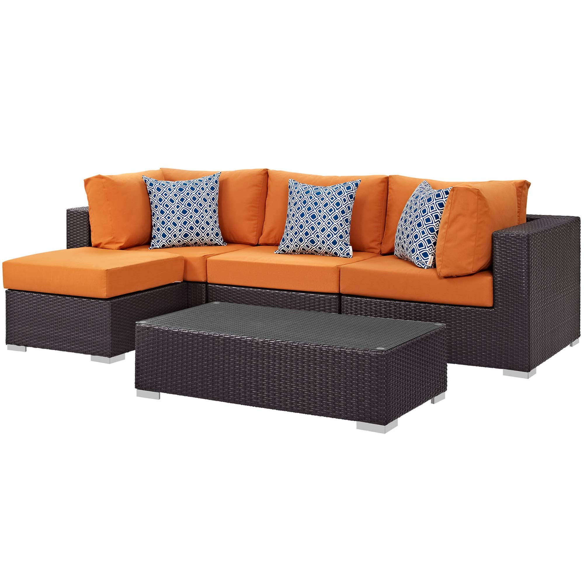 Ergode Convene 5-Piece Outdoor Sectional Sofa Set - Durable Rattan Wicker Furniture with Weather-Resistant Cushions - Perfect for Patio, Backyard, Poolside & Garden Relaxation