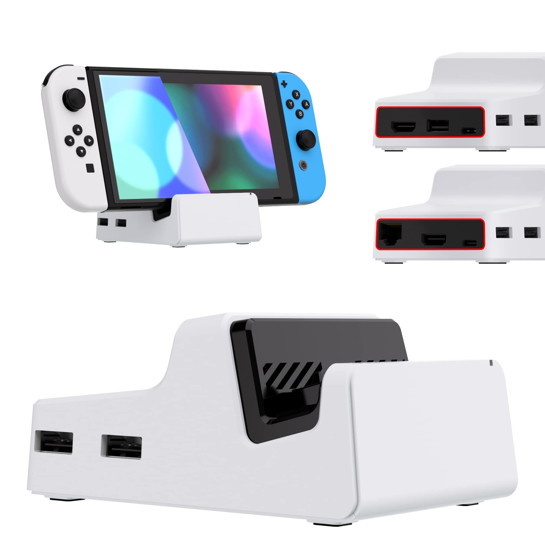 eXtremeRate AiryDocky DIY Kit - White Replacement Shell Case for Nintendo Switch Dock | Portable Mini Dock Cover for Switch OLED (Shell Only) | Perfect for Travel, Gaming Setup & Home Entertainment