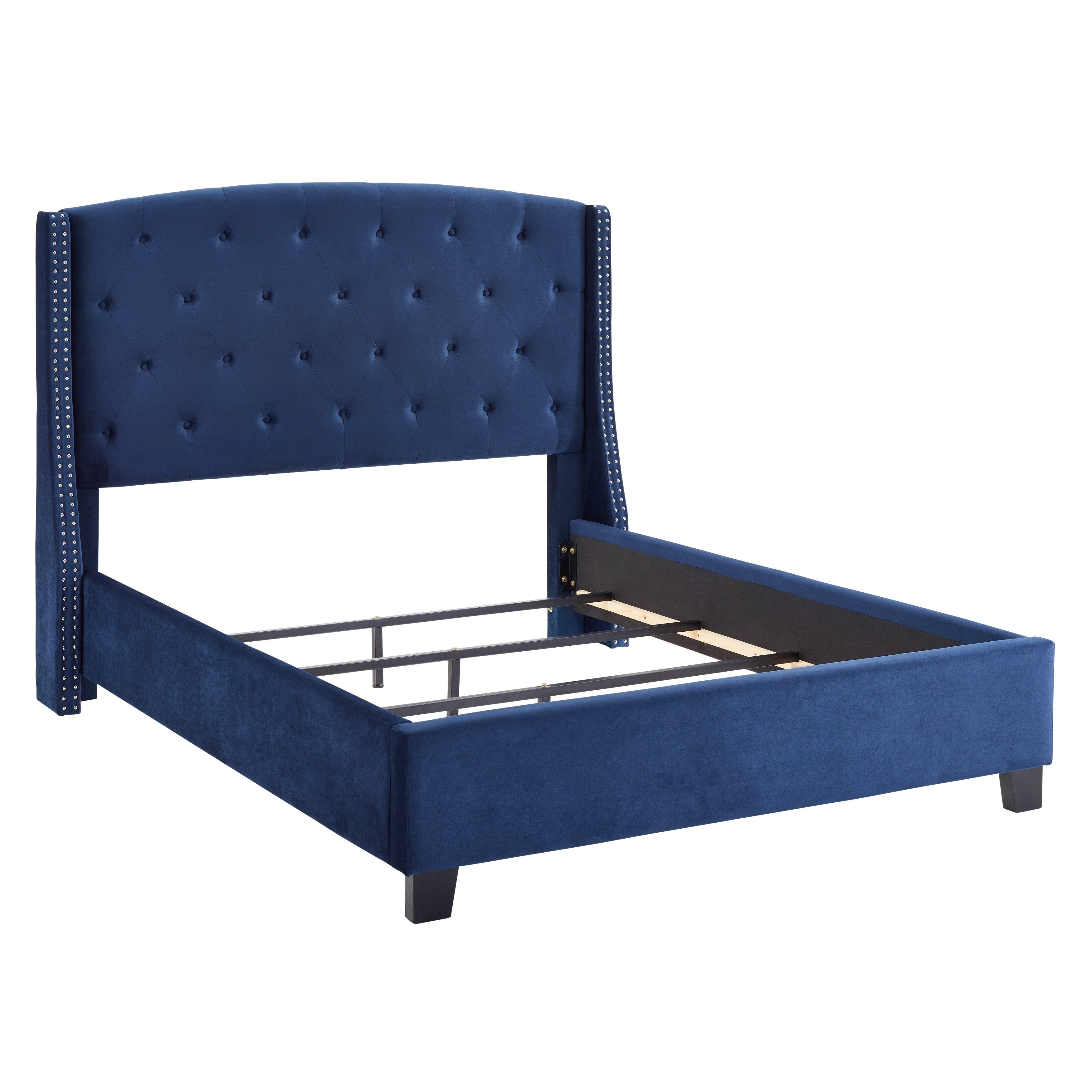 Roundhill Furniture Fentina 3-Piece Upholstered Bedroom Set - Tufted Velvet Wingback Queen Bed with 2 Nightstands for Luxurious Master Bedroom Decor | Perfect for Modern & Classic Home Interiors