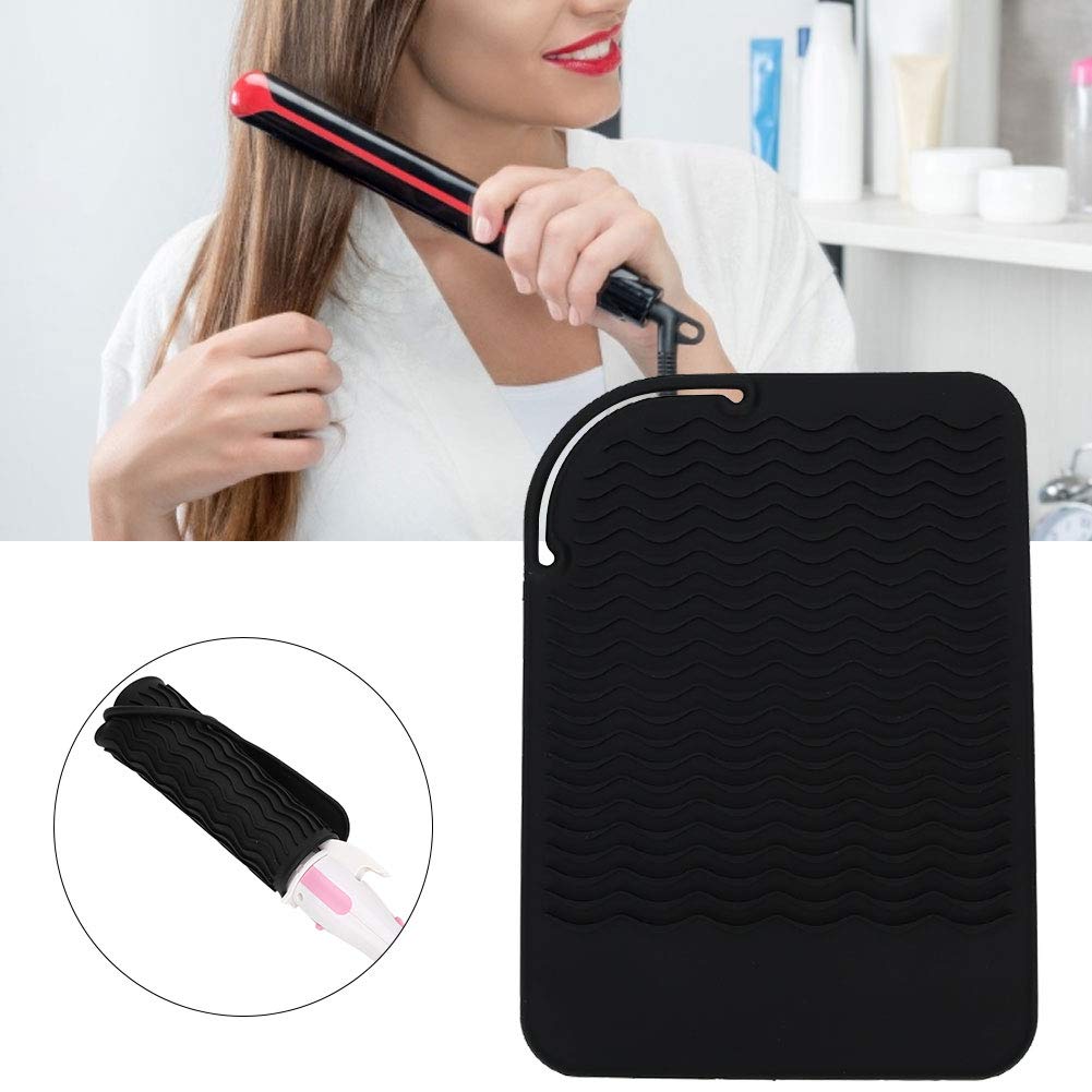 Heat Resistant Silicone Hair Straightener Cover - Non Slip Travel Wrap for Flat Iron & Curling Iron, Black | Perfect for Home, Salon & On-the-Go Styling