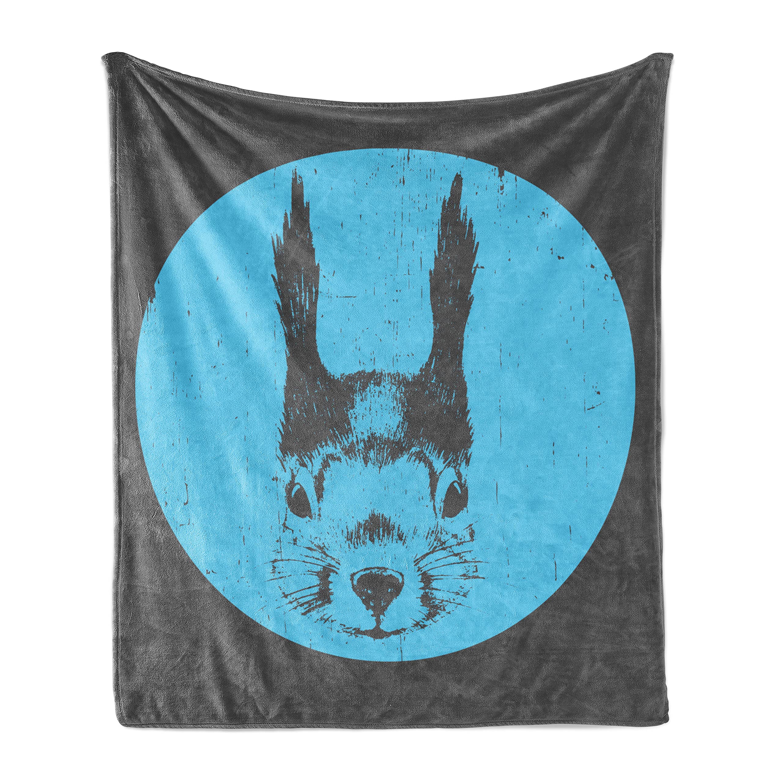 Ambesonne Hipster Throw Blanket - Funny Squirrel with Glasses Grunge Design, Soft Flannel Fleece Accent Blanket for Couch, Bed, Sofa - 50