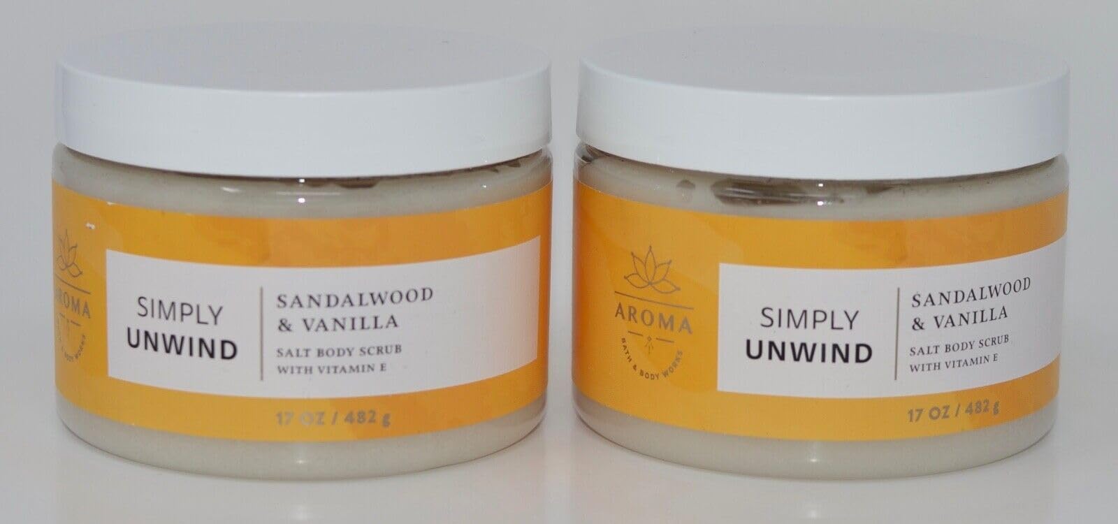 2-Pack Aromatherapy Bath & Body Salt Scrub - Sandalwood Vanilla Scent for Relaxation & Stress Relief | Exfoliating Skin Care for Spa Day, Self Care & Gift Giving