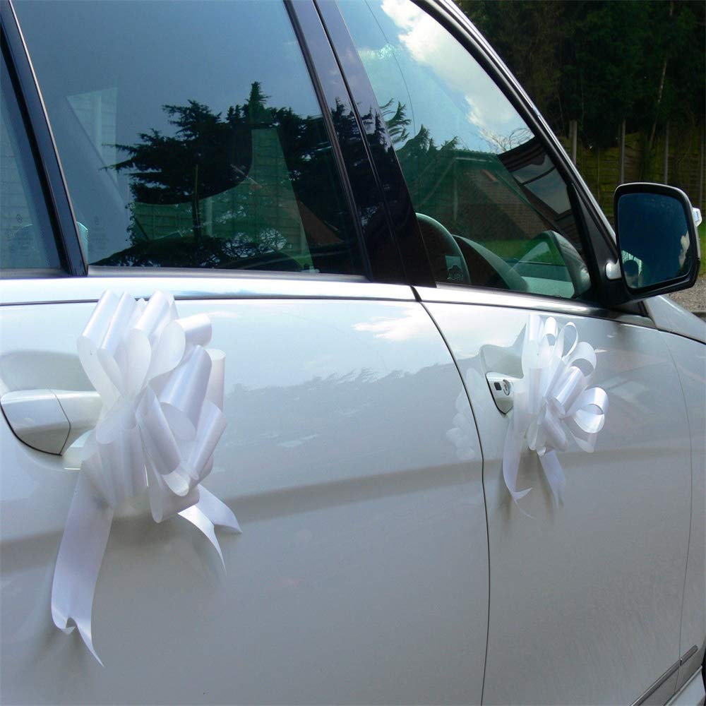 7m White Wedding Car Ribbon Decoration Kit with Large Bow - Perfect for Bridal Cars, Anniversary Decorations & Special Event Styling