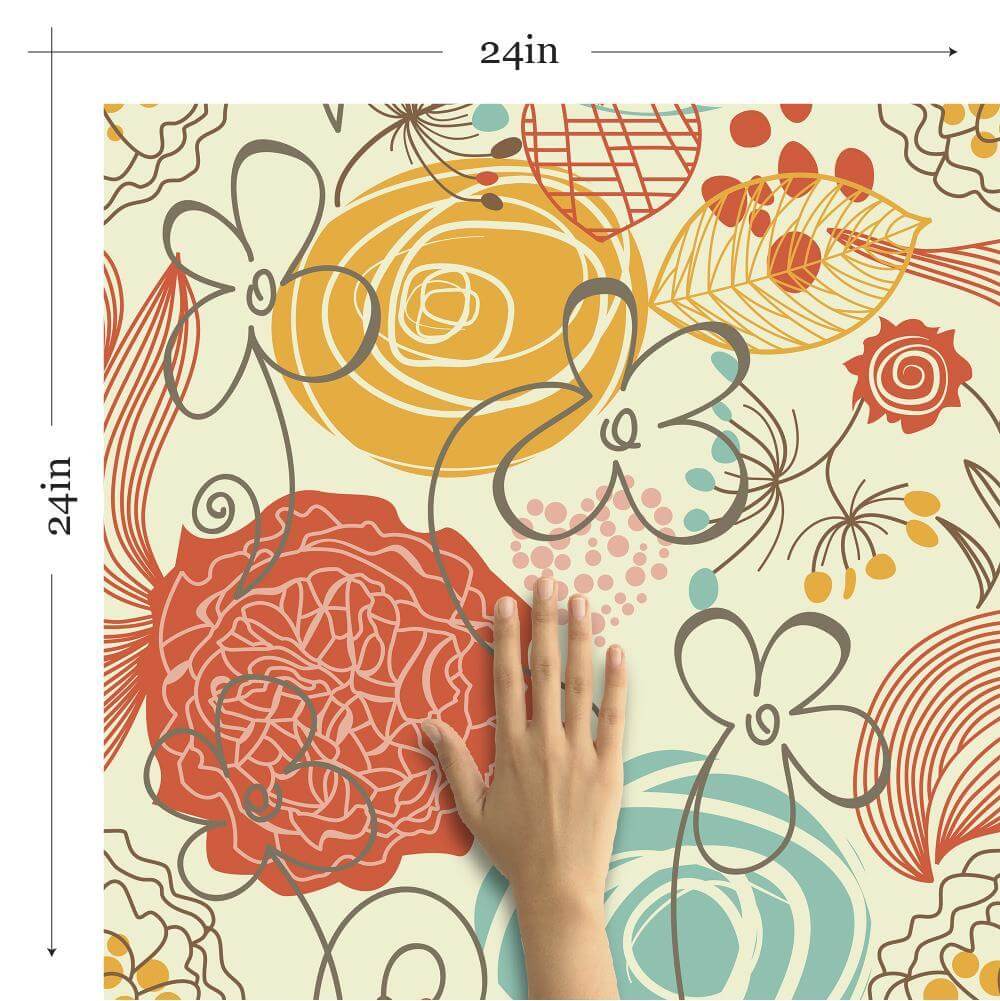Red Heart Floral Peel and Stick Removable Wallpaper 2097 - Self-Adhesive Wall Decor for Bedroom, Nursery, Living Room & Office