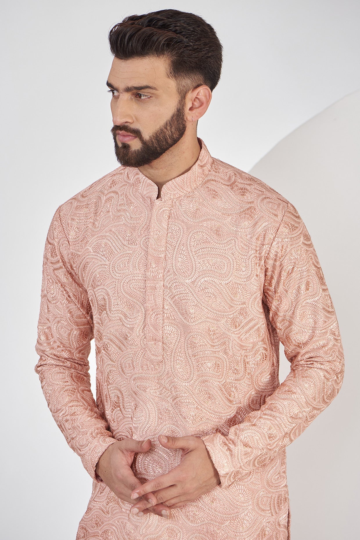 Elegant Peach Chikankari Kurta for Women - Traditional Indian Embroidered Tunic Top - Perfect for Festivals, Weddings & Casual Wear