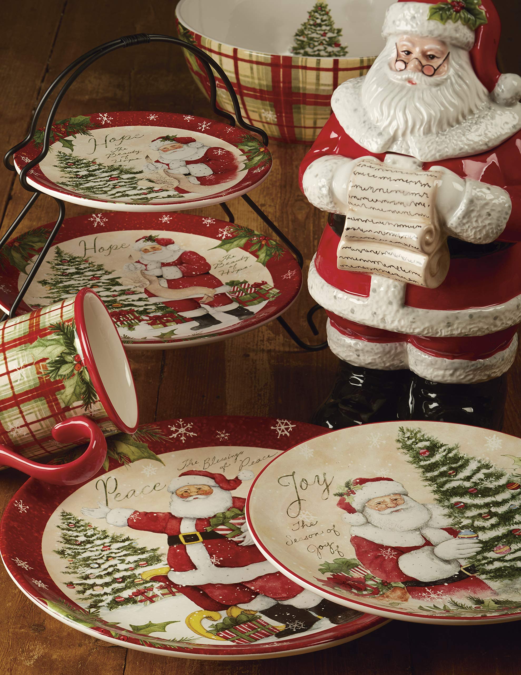 Certified International Holiday Wishes 6-Inch Canape and Luncheon Plates - Set of 4 Assorted Christmas Designs for Holiday Parties, Dinnerware, and Festive Table Settings