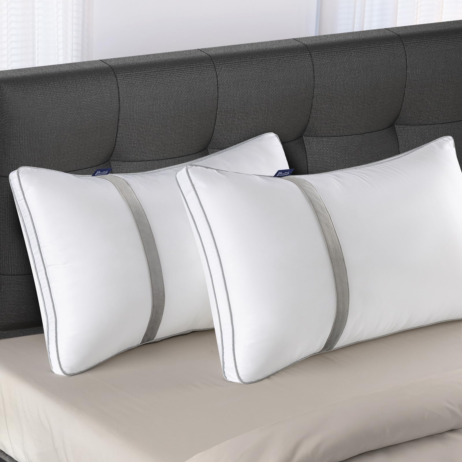 BedStory 2 Pack Premium Down Alternative Pillows - Hotel Quality Standard Size Bed Pillows with Ultra Soft Fiber Fill for Back & Side Sleepers | Perfect for Home, Office & Travel Use