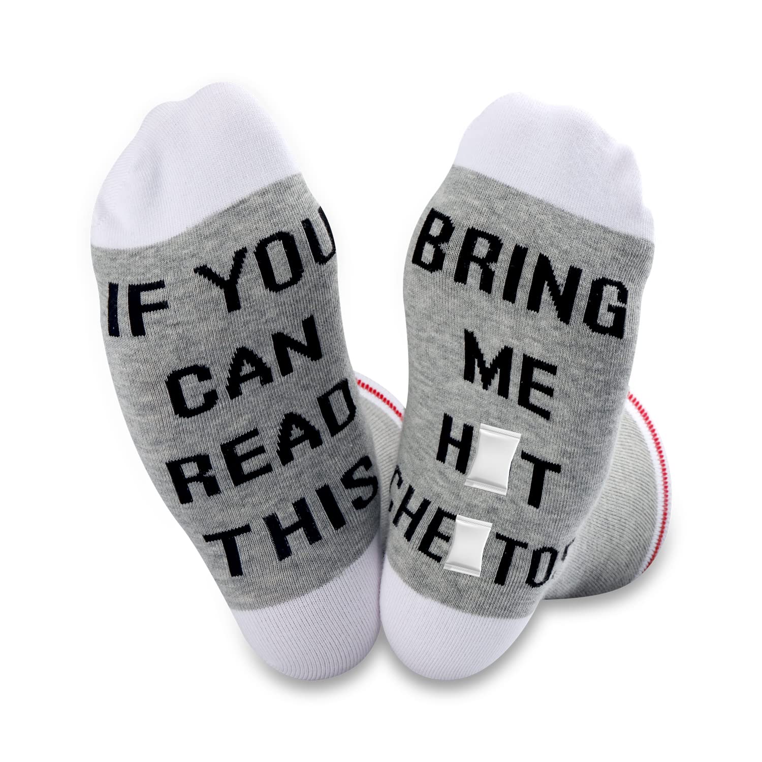 TSOTMO 2 Pairs Funny Socks - If You Can Read This Bring Me Snacks - Novelty Gift for Food Lovers - Perfect for Gifts, Parties & Casual Wear