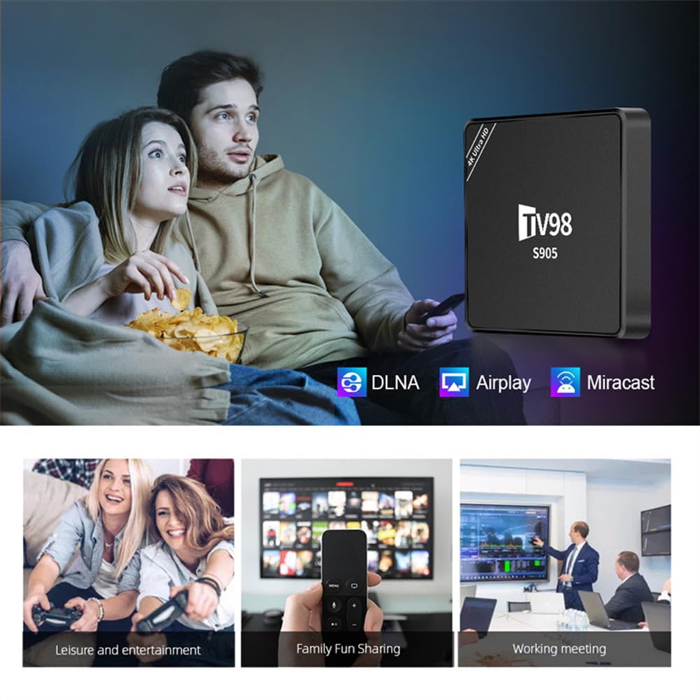RIYAN TV98 TV Box - S9054K Android 12 Smart TV Media Player with RJ45 10M/100M Ethernet, UK Plug | 4K Ultra HD Streaming, Gaming & Home Entertainment System for Living Room & Bedroom
