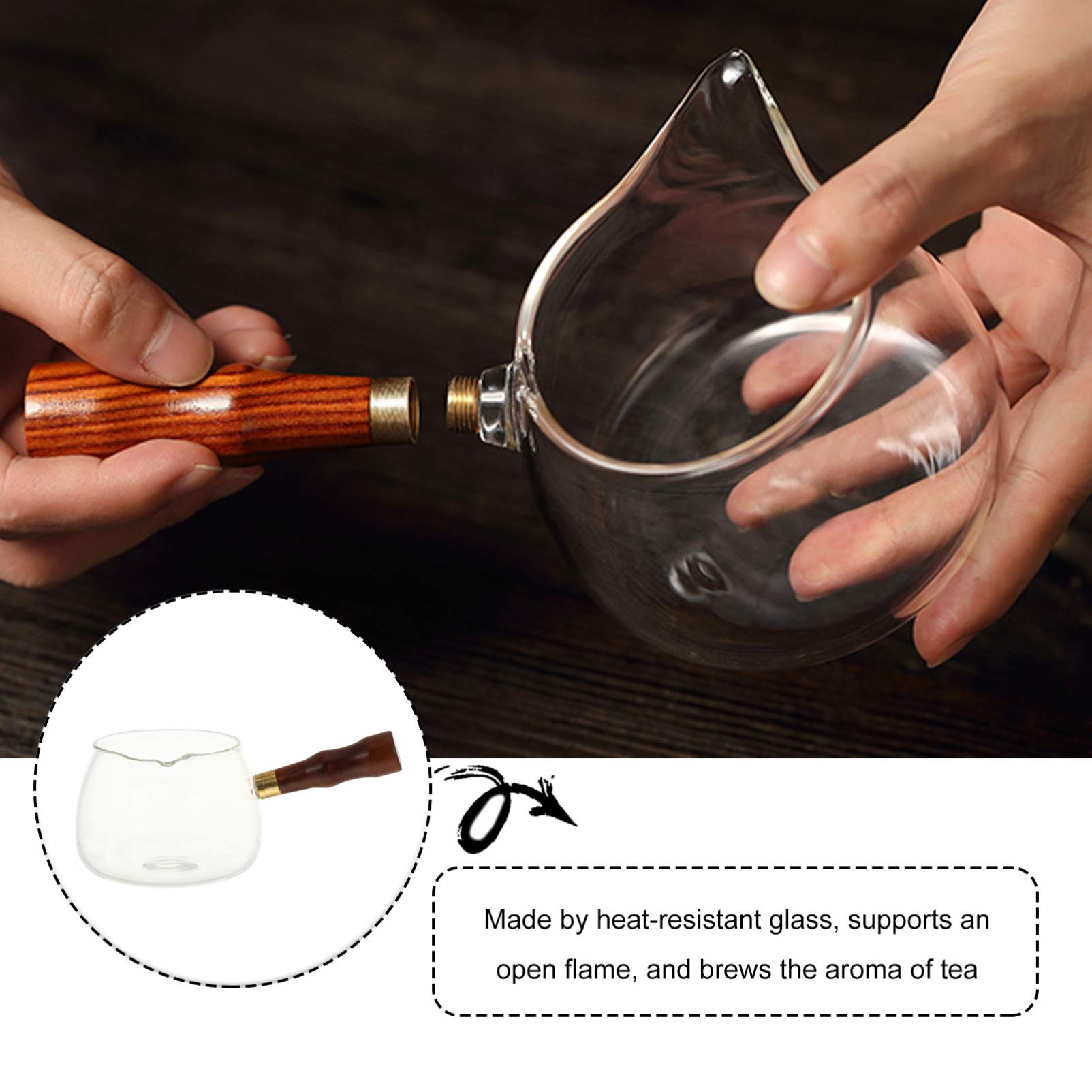 Premium Glass Espresso Cup & Chinese Gongfu Tea Pitcher - Cha Hai Tea Serving Pitcher with Pour Spout, Milk Creamer for Coffee, Tea Ceremony & Home Bar Use