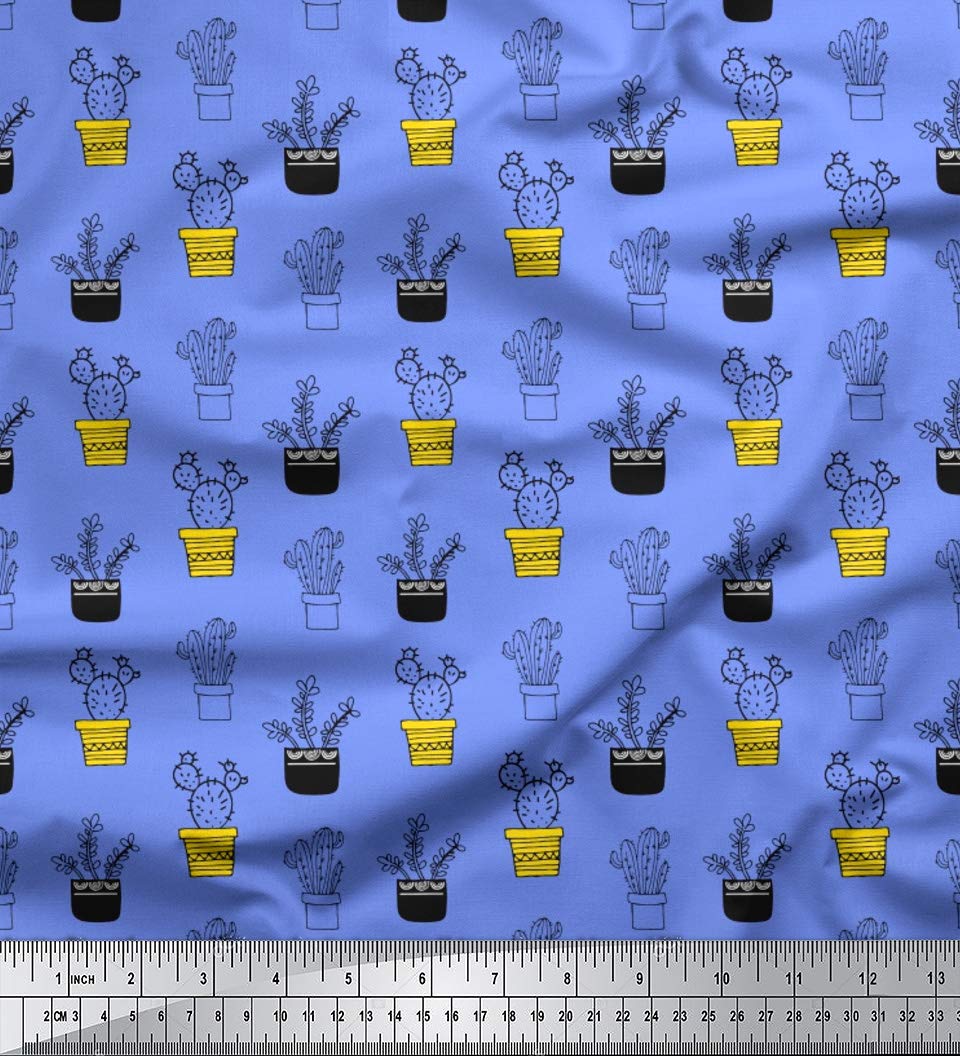 Soimoi Moss Georgette Blue Fabric by The Yard - 44
