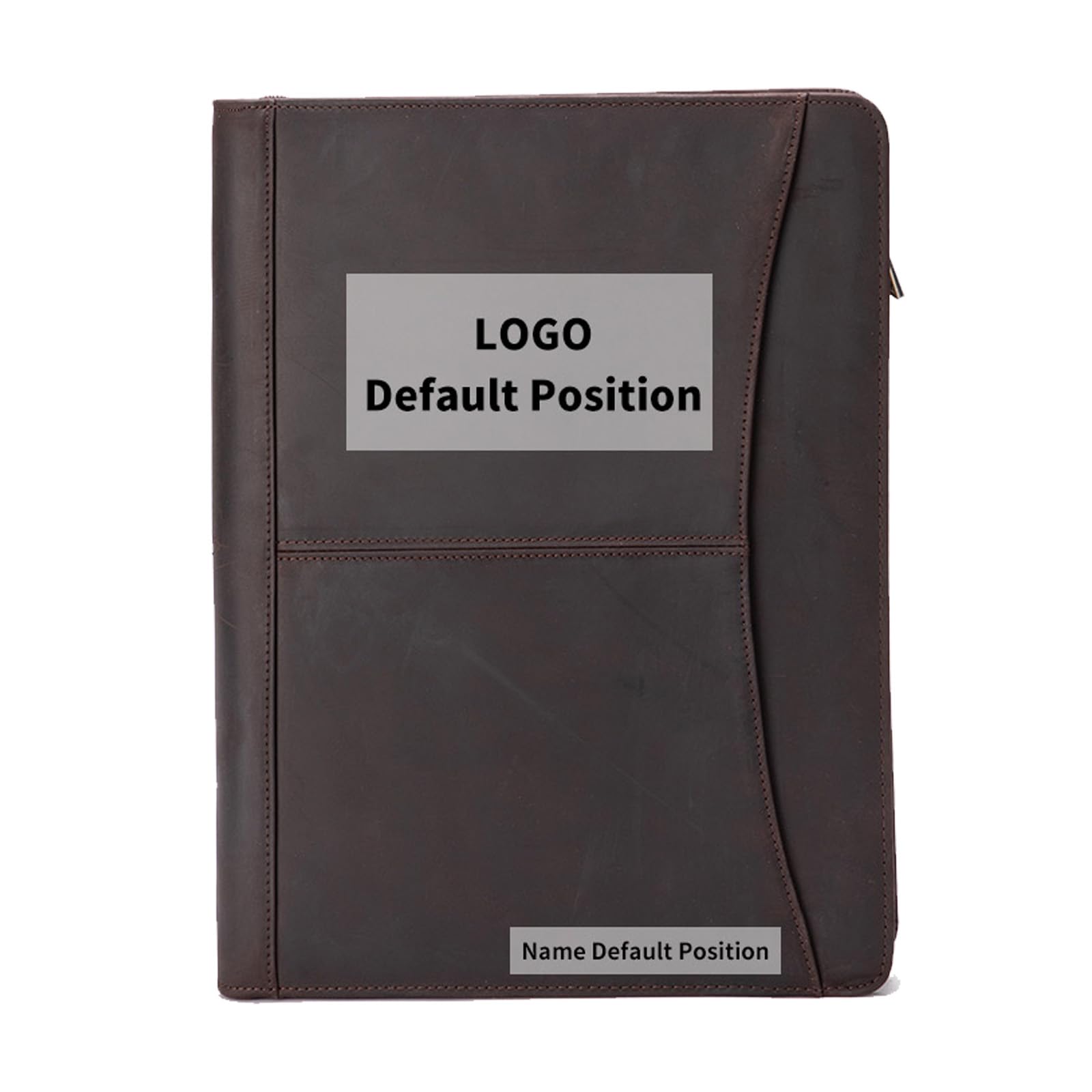 Custom Engraved Genuine Leather Portfolio for Men & Women - Professional Zippered Padfolio Binder Holds 8.5x11 Legal Pad & Laptop - Dark Brown Leather Organizer for Business Meetings, Office & Gifts
