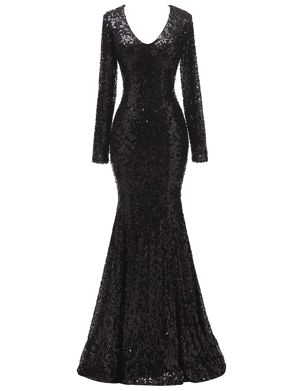 Elegant Long Evening Gowns for Women - Sparkling Sequined Formal Prom Dresses with Long Sleeves | Perfect for Weddings, Galas & Special Occasions