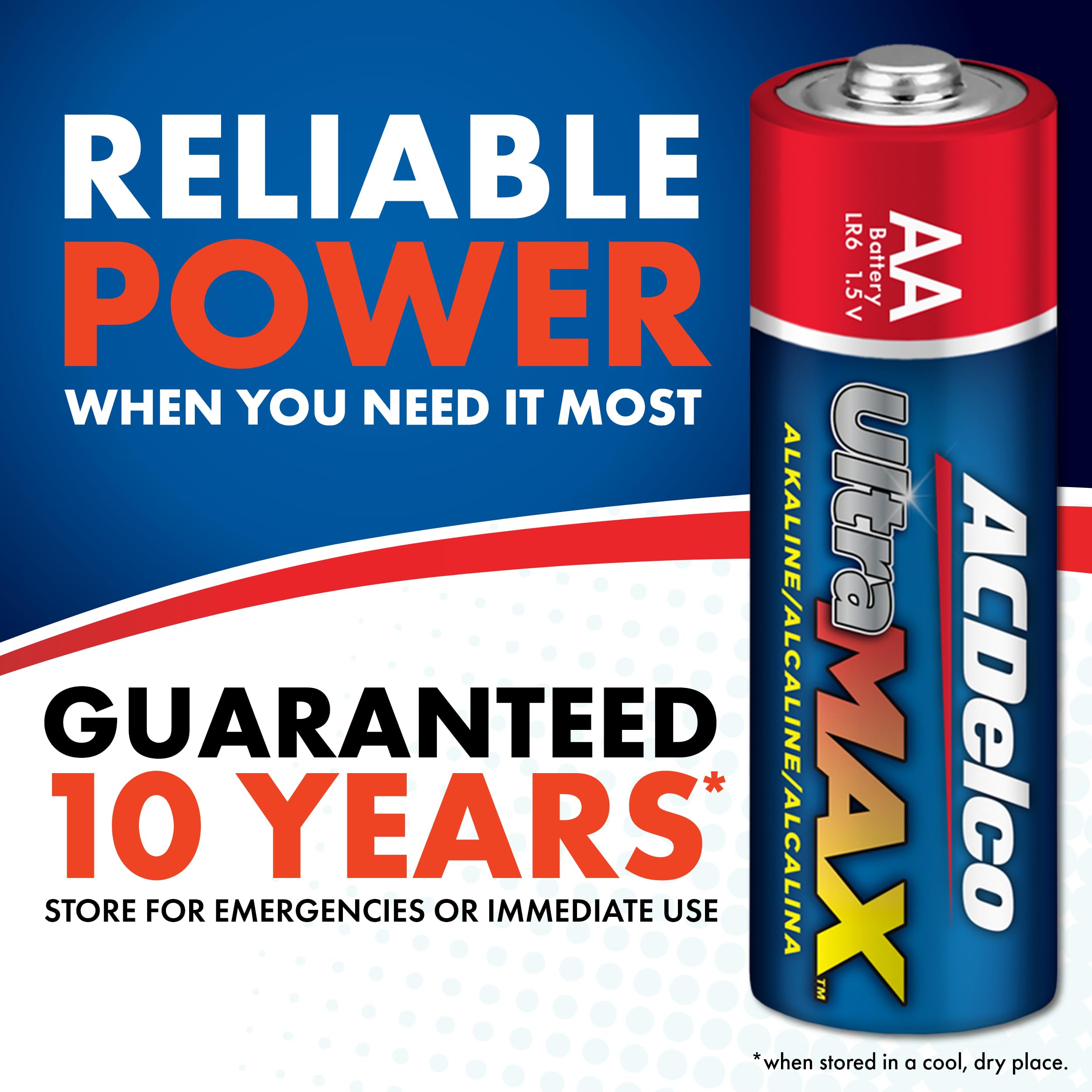 ACDelco UltraMAX 20-Count AA Alkaline Batteries - Advanced Technology, 10-Year Shelf Life, Recloseable Packaging - Perfect for Toys, Flashlights, Remote Controls & Emergency Kits