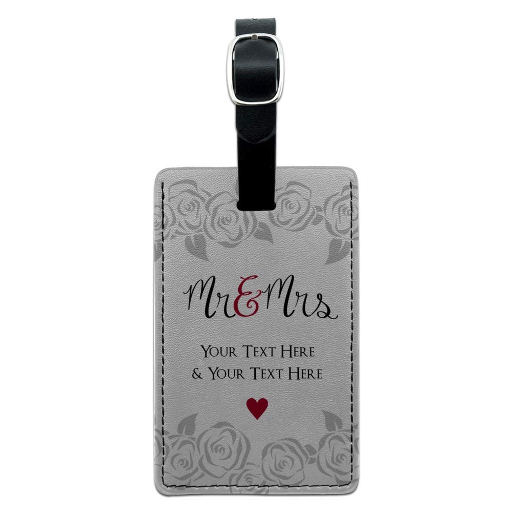 Personalized Leather Luggage Tag for Couples - Custom 2-Line Engraved Mr & Mrs ID Card - Perfect for Travel, Honeymoon & Anniversary Gifts
