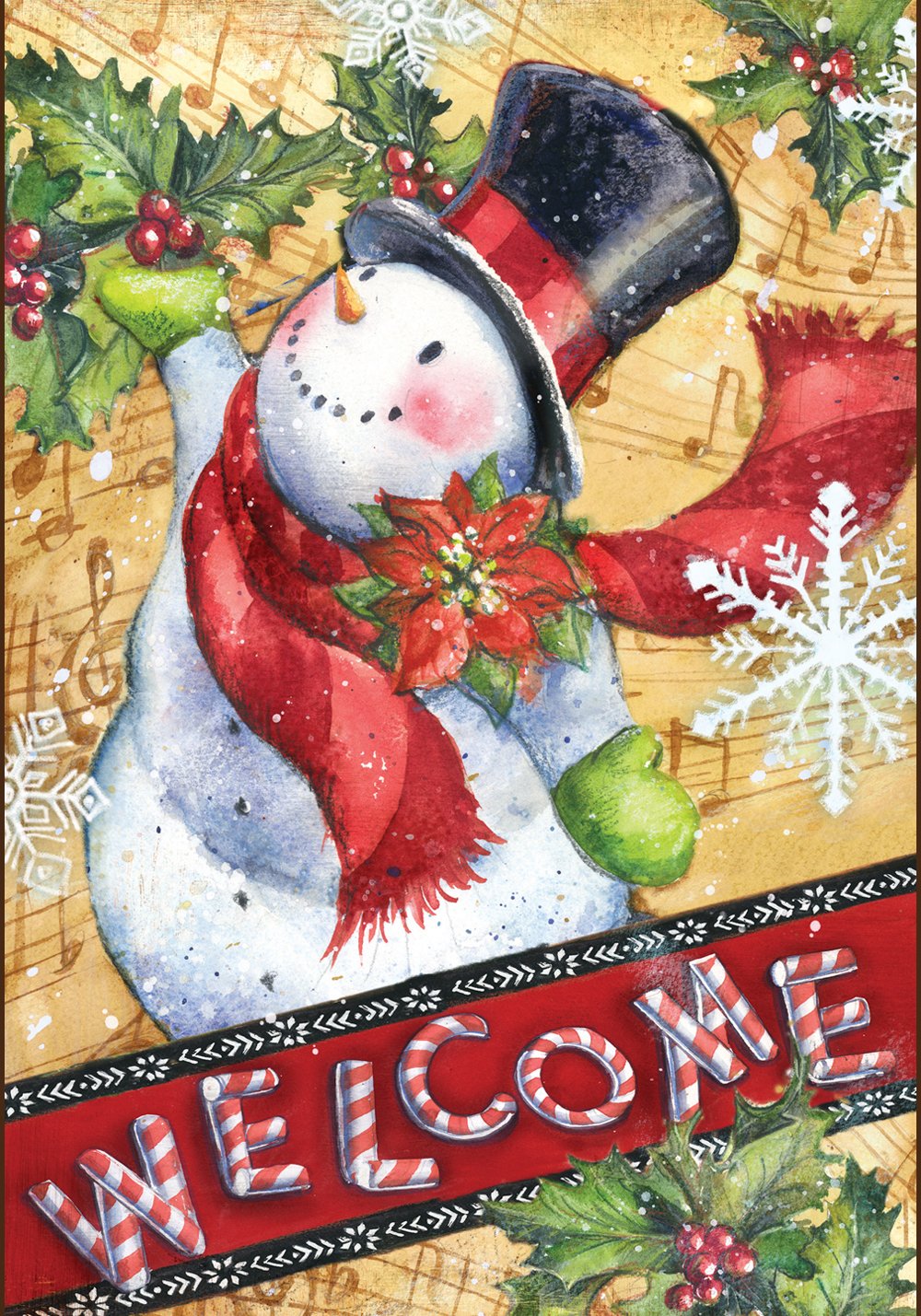 Toland Home Garden 12x18 Inch Double Sided Candy Cane Snowman Winter Flag - Outdoor Christmas Yard Decoration for House, Garden & Seasonal Festive Display
