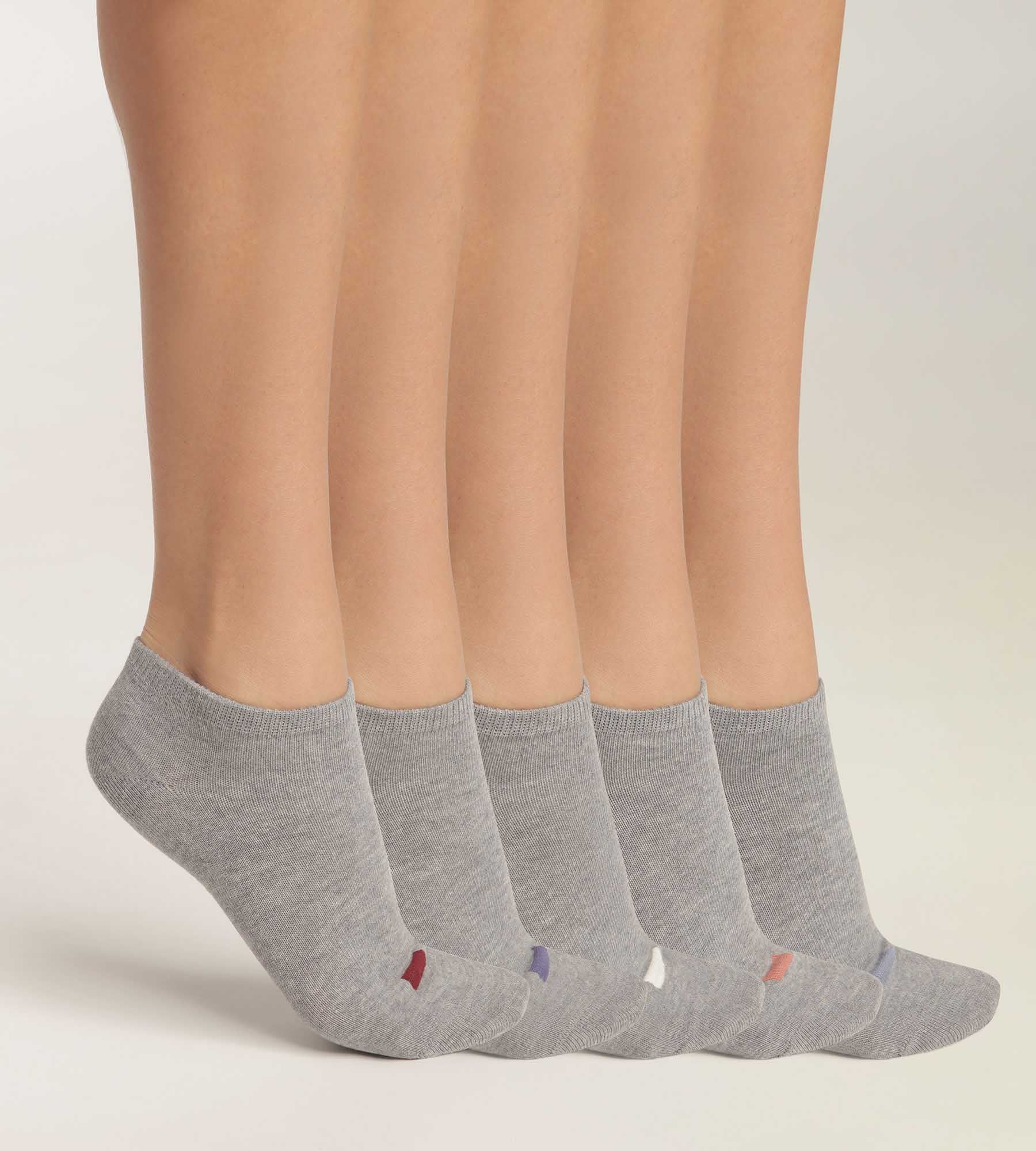 5 Pairs Light Gray Cotton Women's Ankle Socks - Soft & Breathable Everyday Socks for Work, Gym & Casual Wear