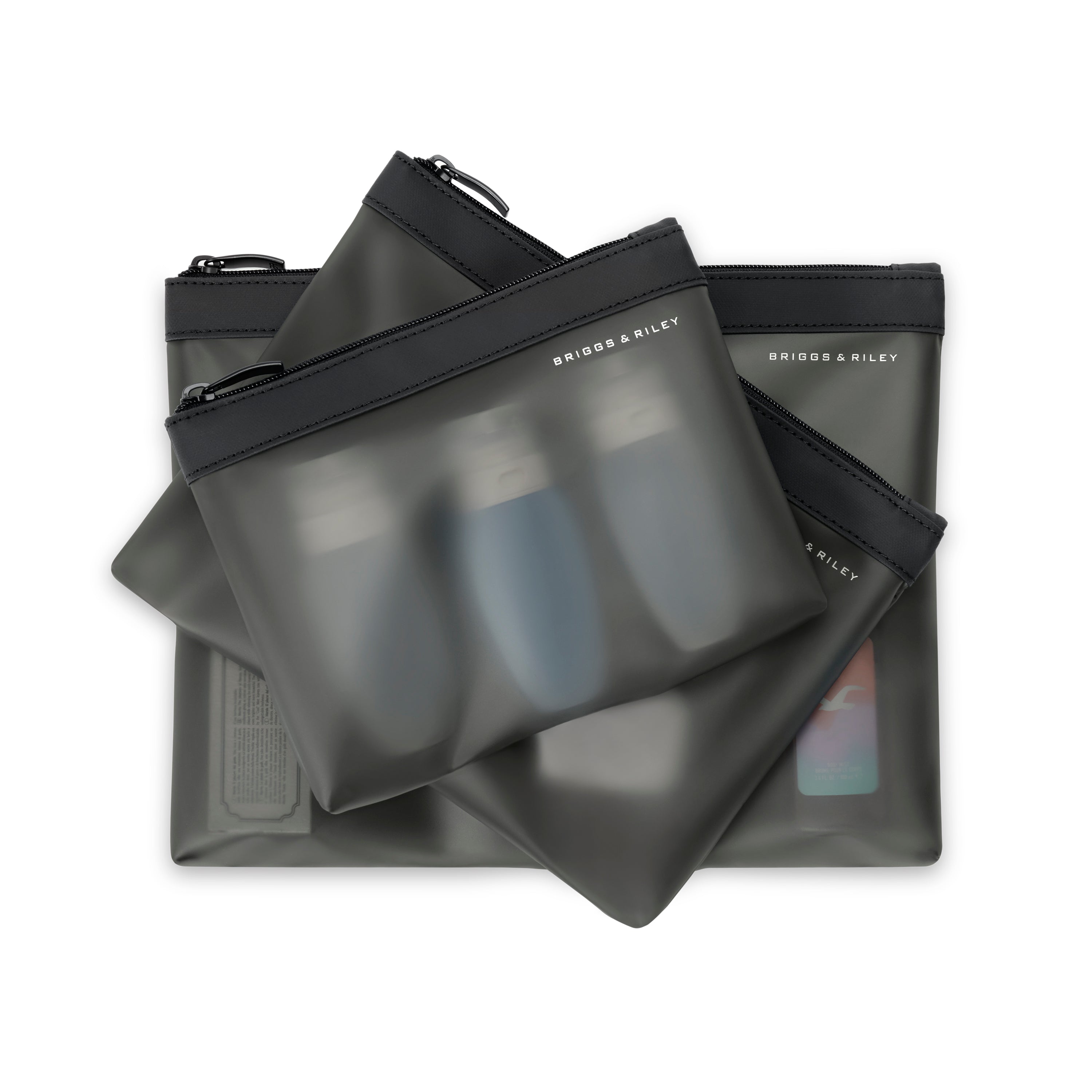 Briggs & Riley Travel Essentials Translucent Pouch Set - TSA Approved Clear Toiletry Bags for Air Travel, Cruise & Weekend Getaways