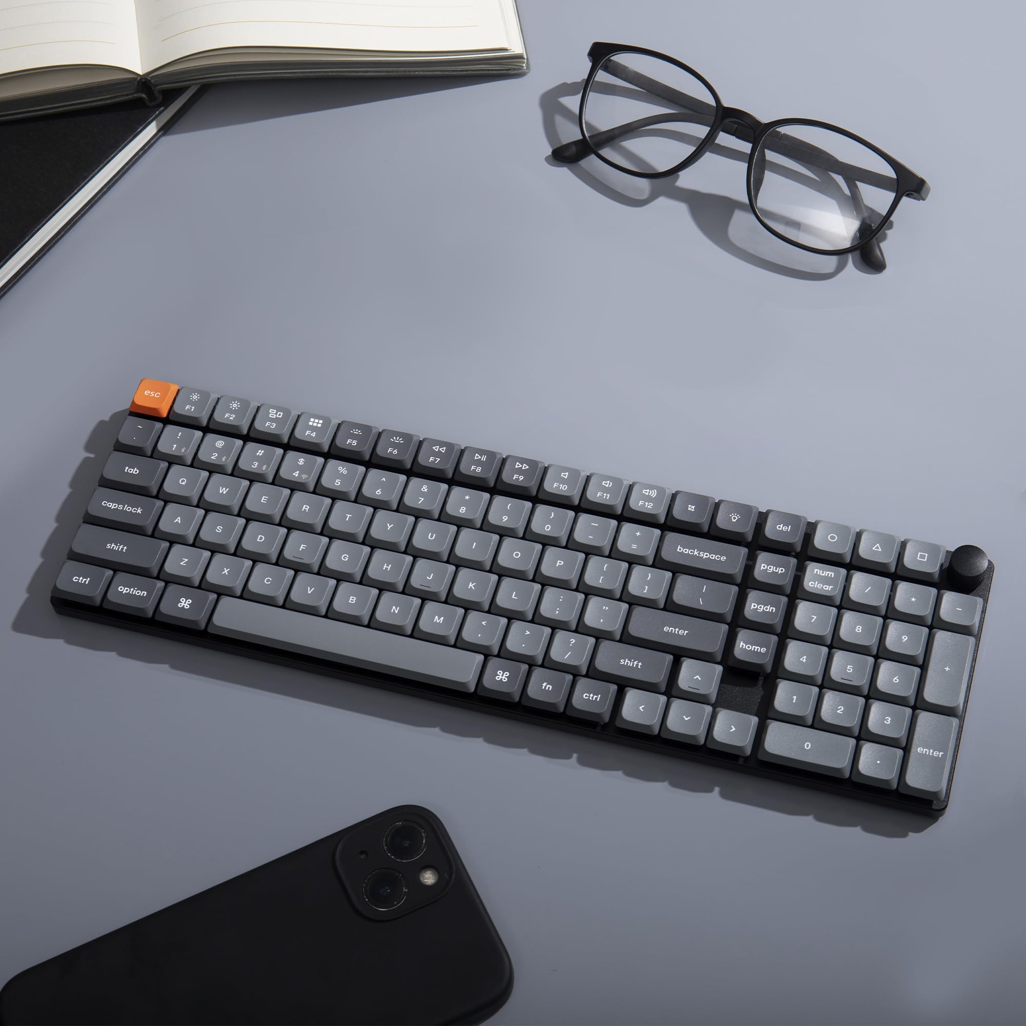 Keychron K17 Max Ultra-Slim Wireless Mechanical Keyboard - QMK/Launcher Programmable, White LED Backlit, Low-Profile Gateron Red Switches, USB Type-C Wired, Compatible with Mac/Windows/Linux - Perfect for Office, Gaming & Programming