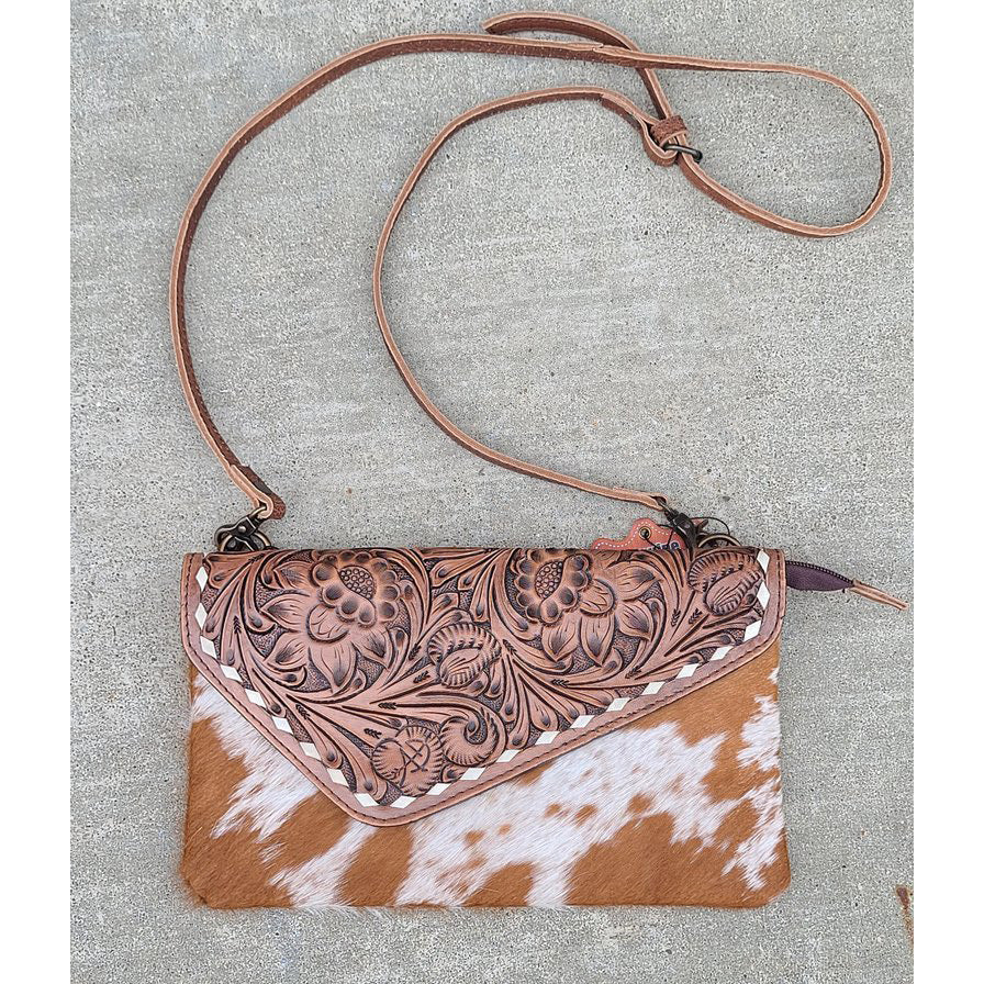 American Darling Genuine Cowhide Tooled Clutch Crossbody Bag - Stylish Western Handbag for Women, Perfect for Parties, Weddings & Date Nights