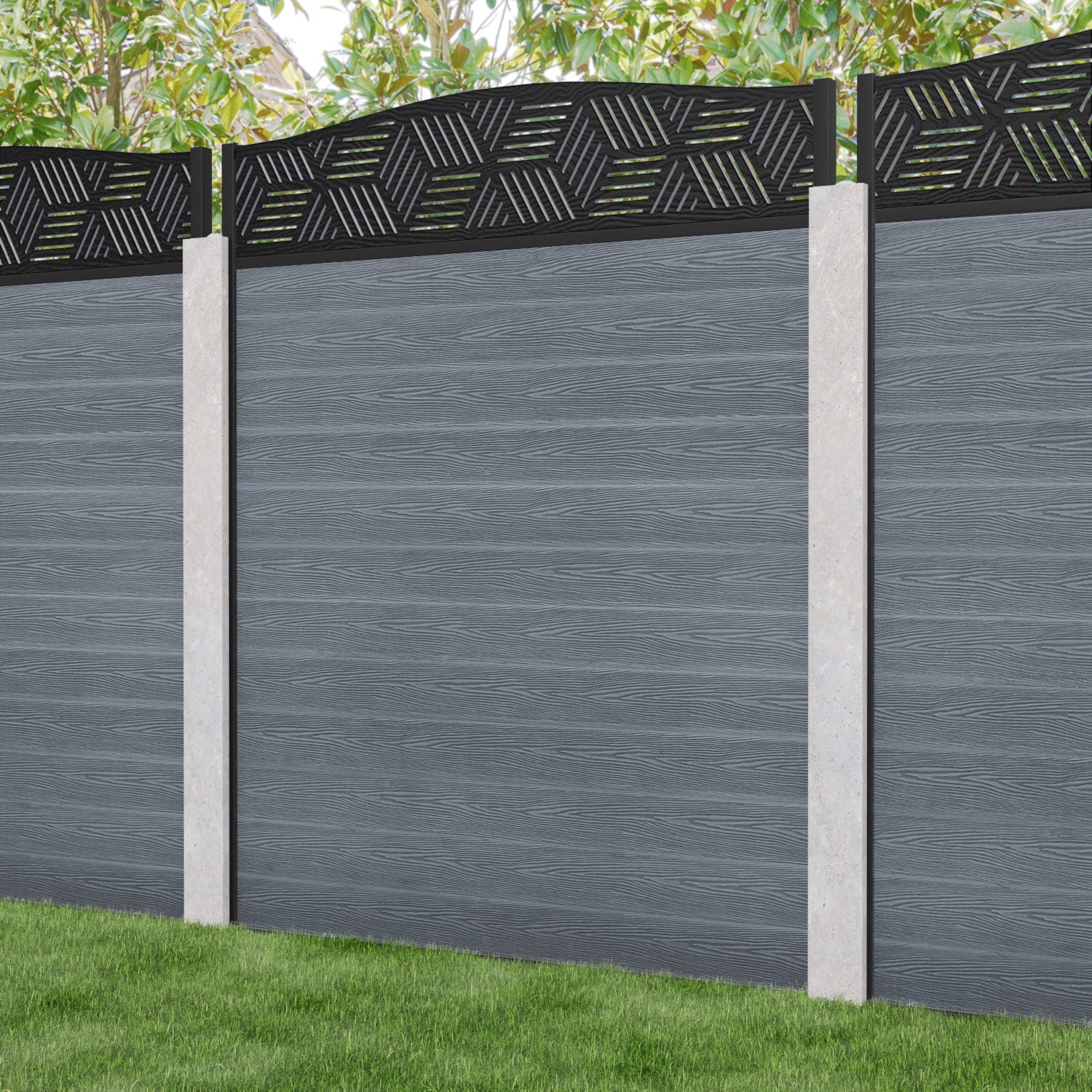 Classic Cubed Curved Top Fence Panel - Anthracite Grey - Fits Existing Concrete Posts | Perfect for Garden Borders, Backyard Privacy & Property Security