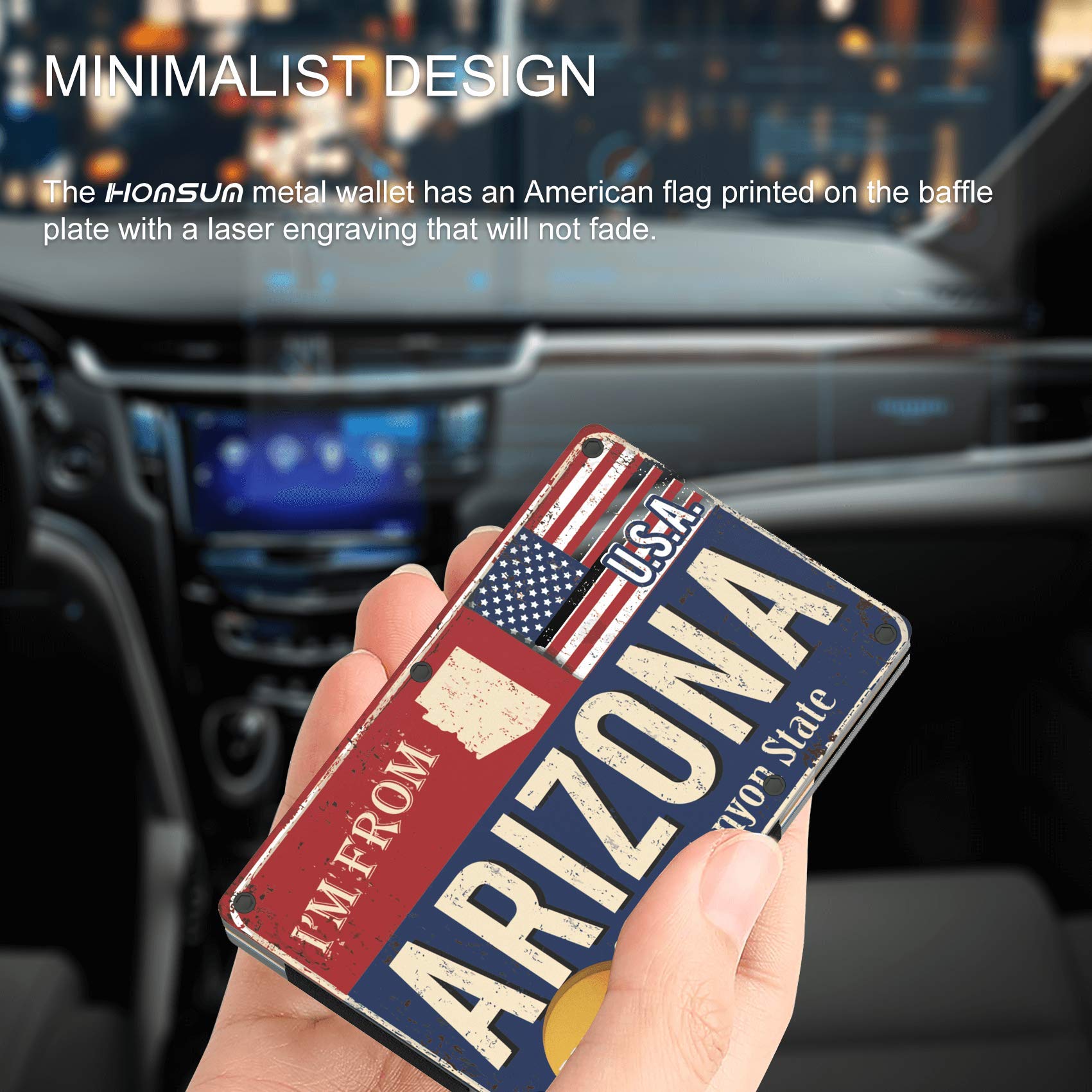RFID Slim Wallet for Men - Minimalist Front Pocket RFID Blocking Metal Wallet with Money Clip | Secure Card Holder for Travel & Everyday Use (Arizona)