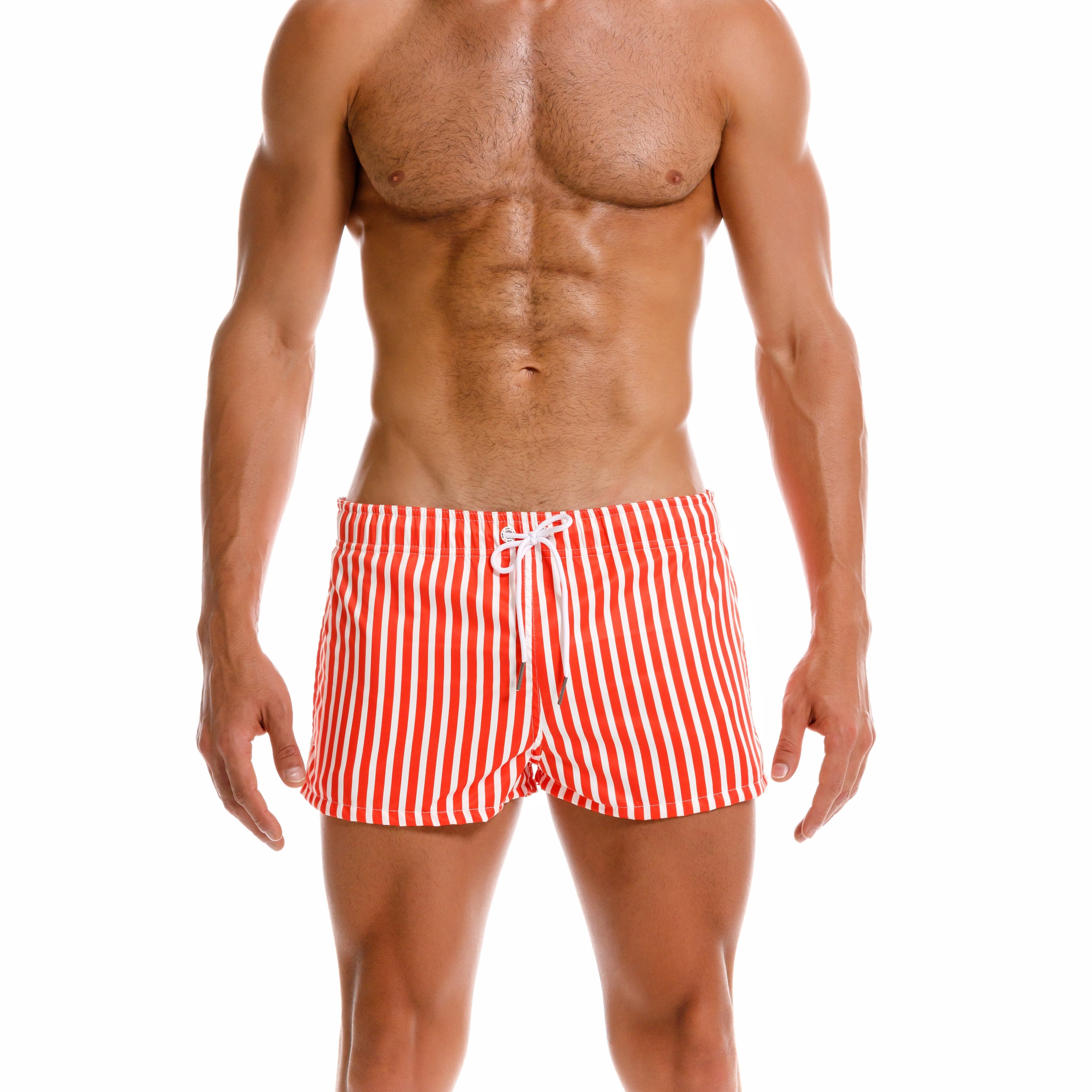 JOR Pop 2 Men's Swim Shorts - Quick Dry Red Swim Trunks for Beach, Pool & Water Sports