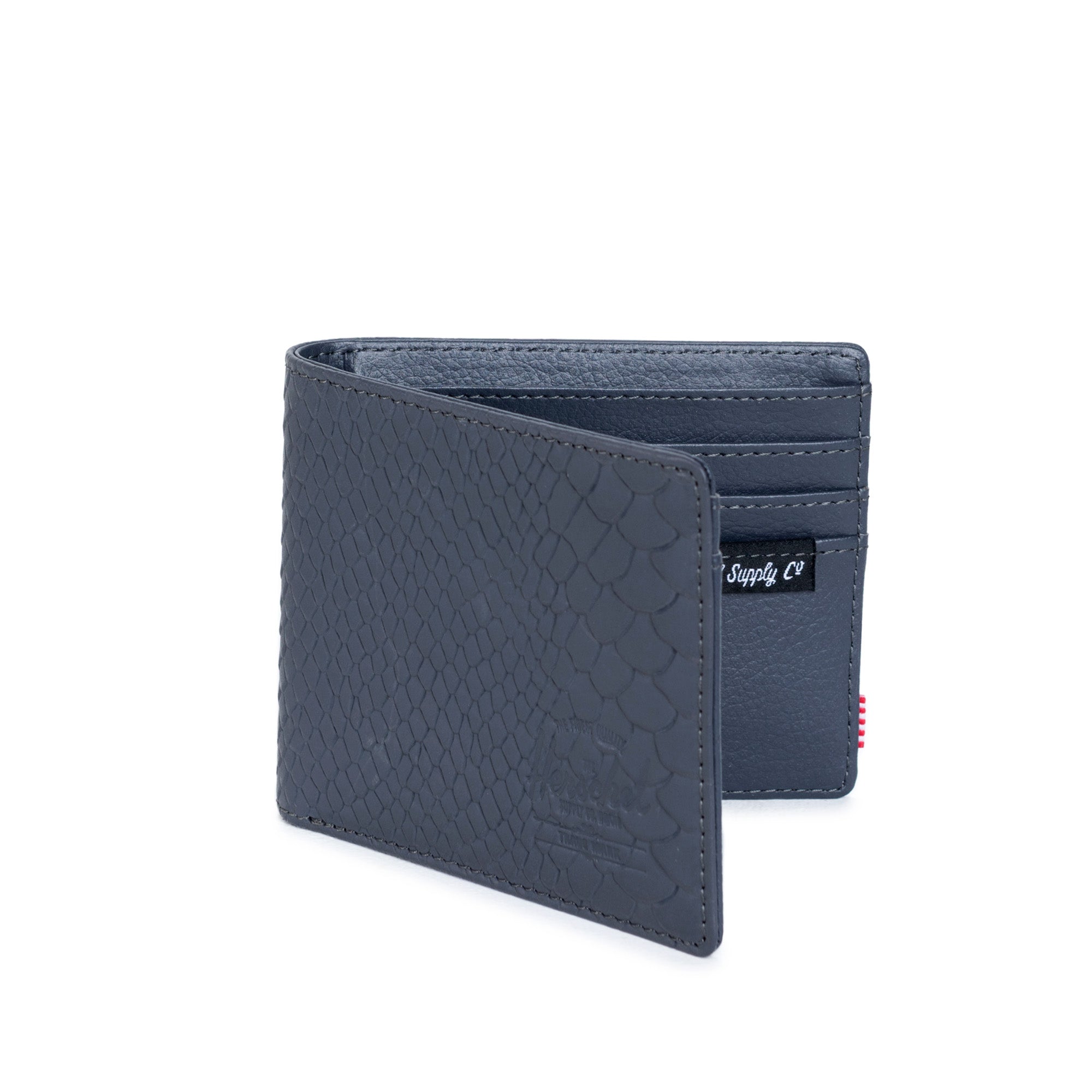 Herschel Hank Genuine Leather Wallet for Men - Slim RFID Blocking Bifold Wallet with Card Slots, Charcoal Snake Print - Perfect for Everyday Carry, Travel & Business Use